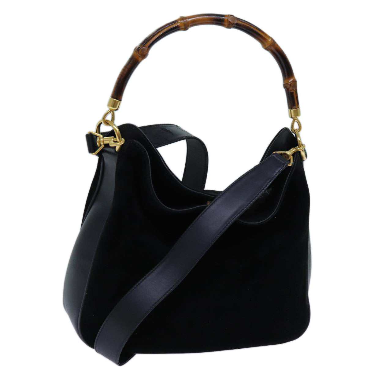 Luxury Gucci Trending 2025 Bamboo Shoulder Bag Suede 2way Black  70624