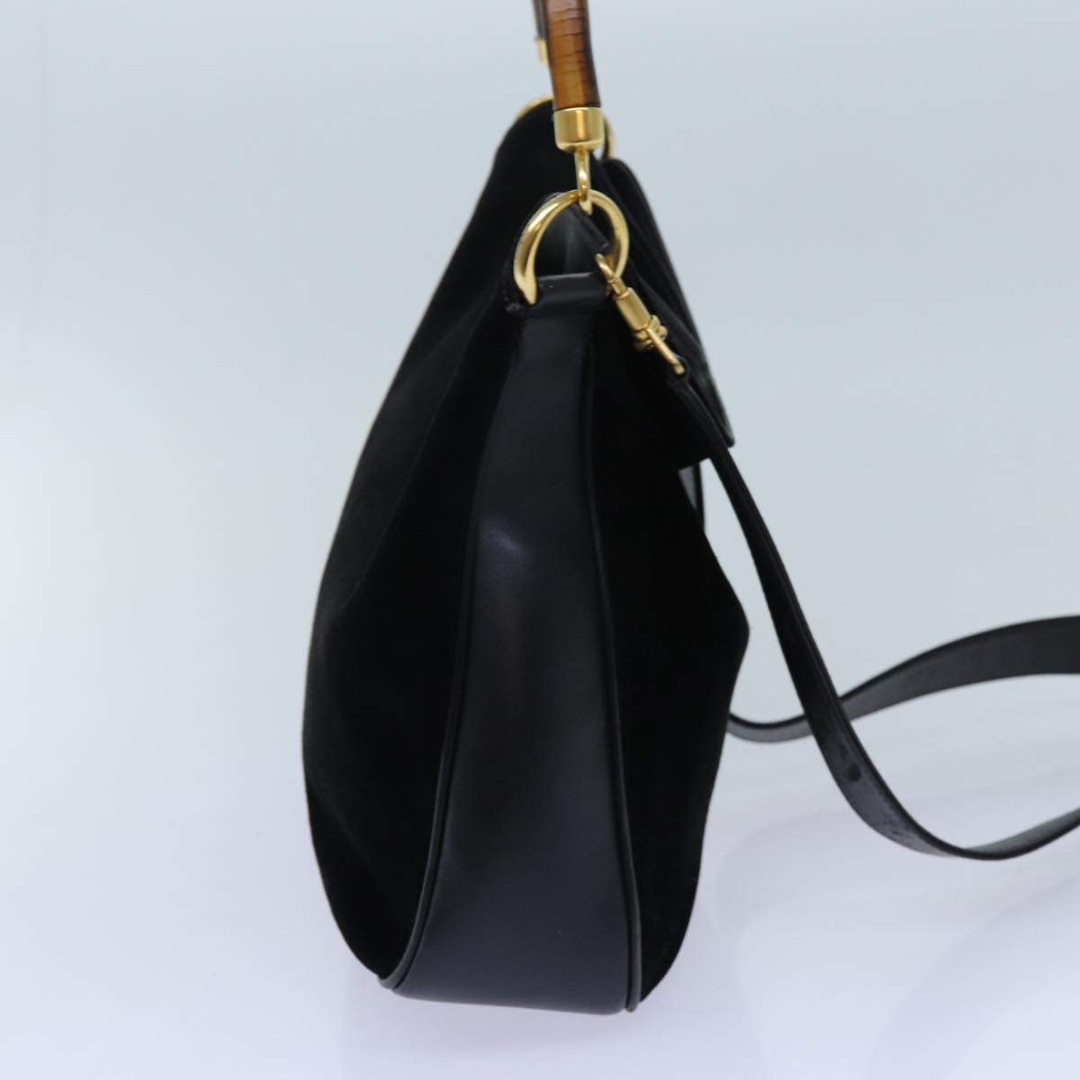 Luxury Gucci Trending 2025 Bamboo Shoulder Bag Suede 2way Black  70624