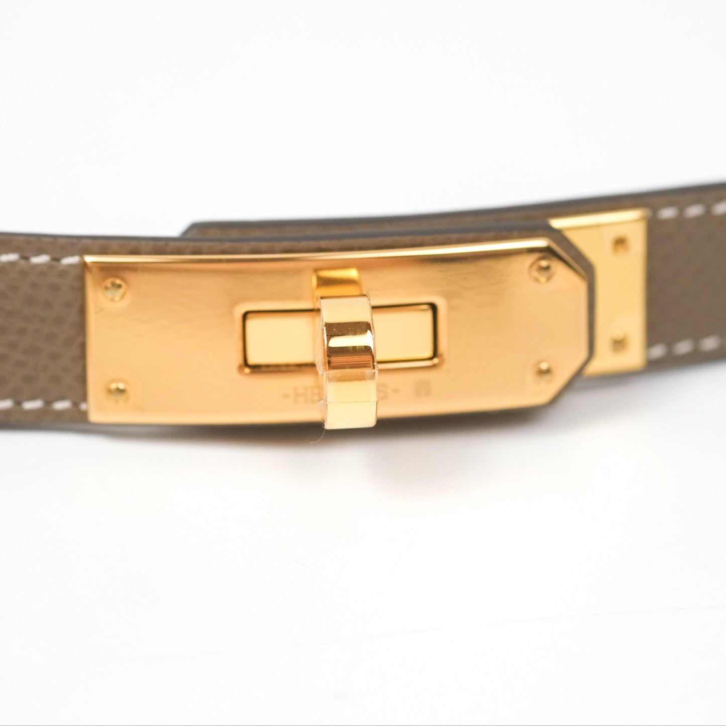 Hermès Epsom Kelly Buckle Belt Etoupe Gold Hardware