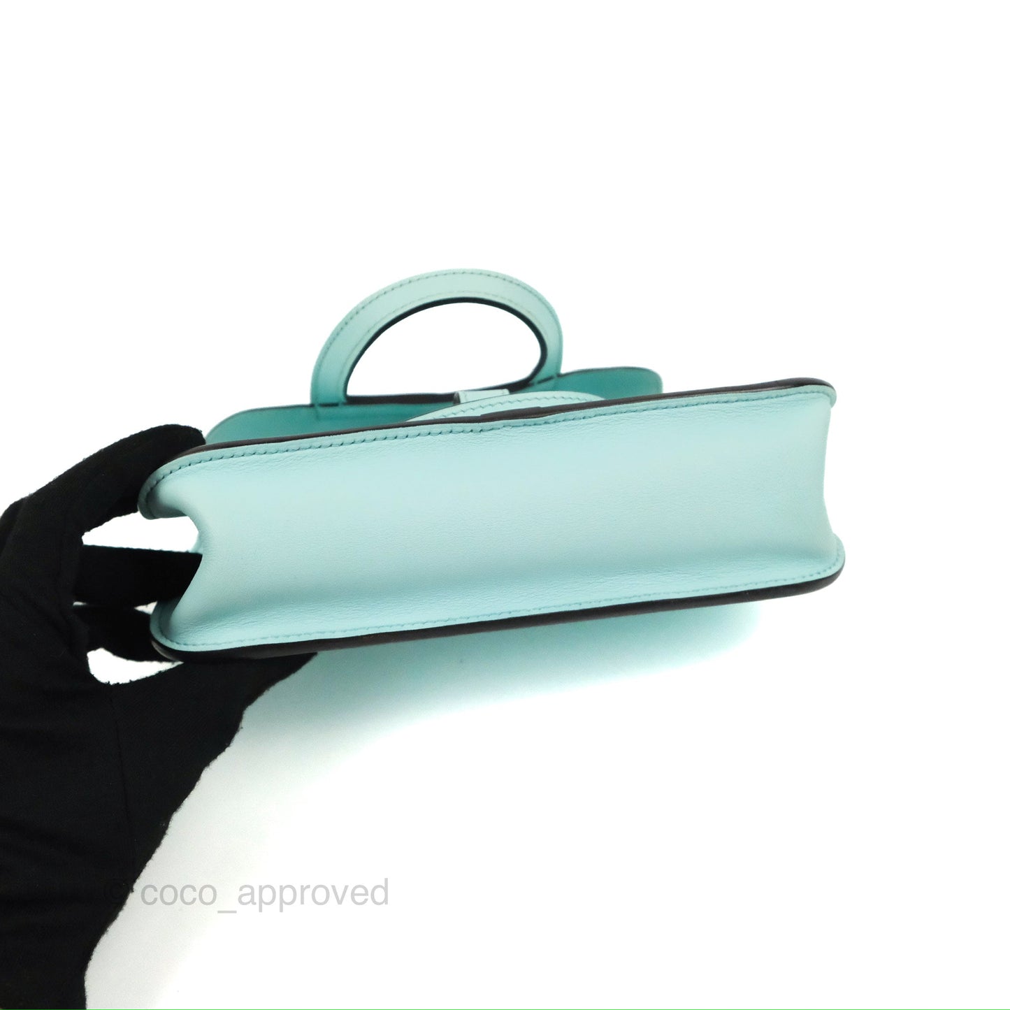 Hermès Halzan 22 Mini Aqua Swift Palladium Hardware