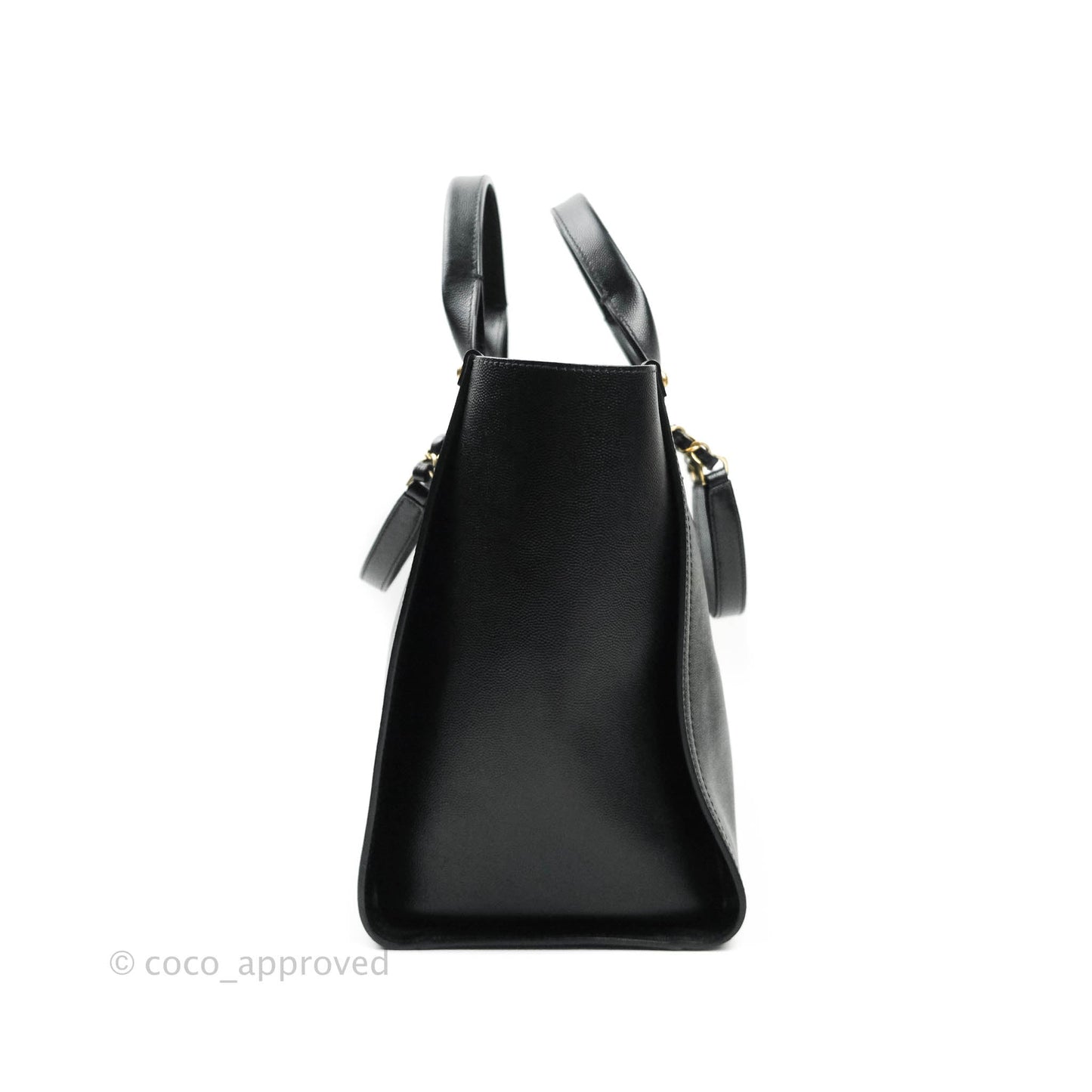 Chanel Studded Black Caviar Deauville Small Shopping Bag