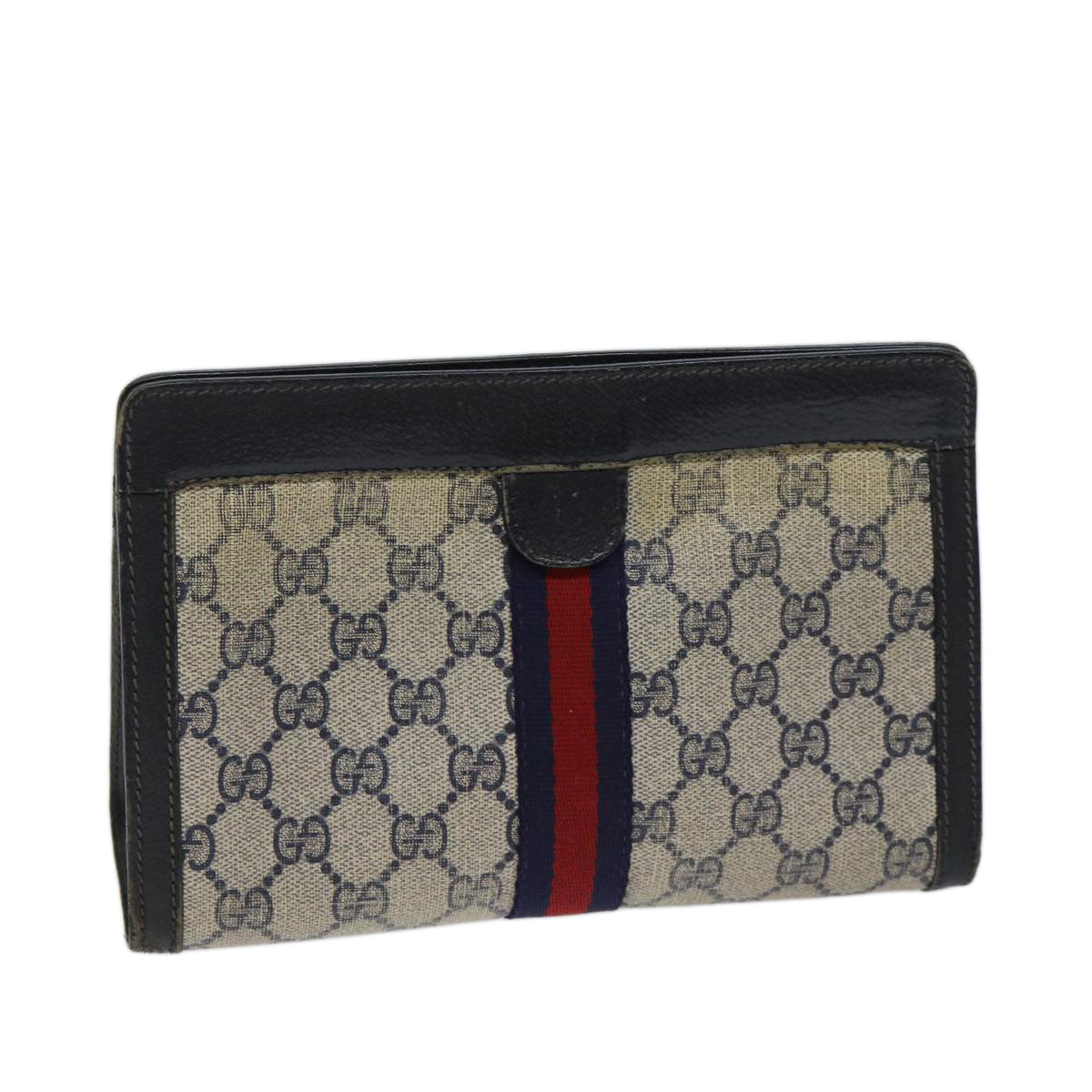 Luxury Gucci Trending 2025 GG Supreme Sherry Line Clutch Bag PVC Red Navy  70663
