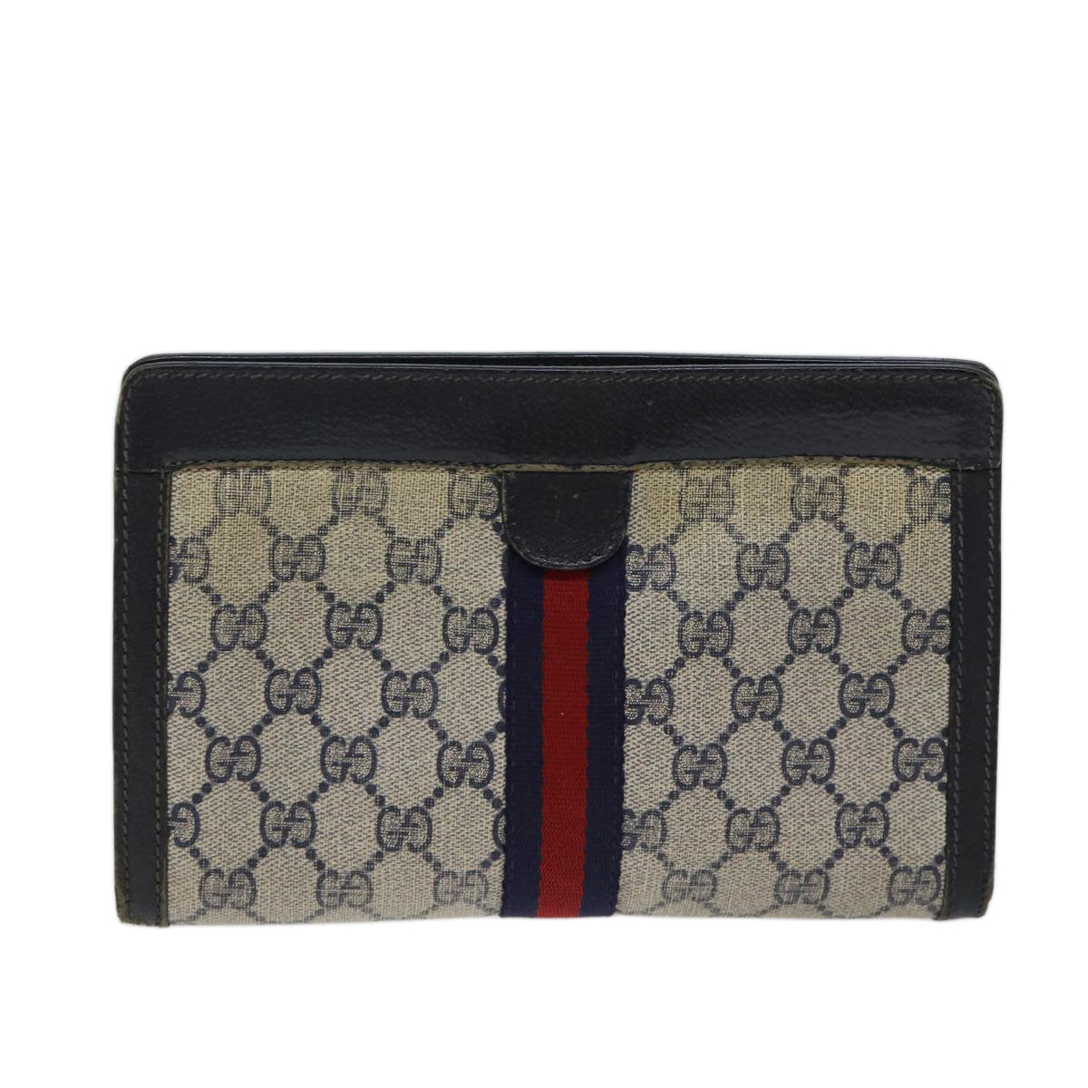 Luxury Gucci Trending 2025 GG Supreme Sherry Line Clutch Bag PVC Red Navy  70663