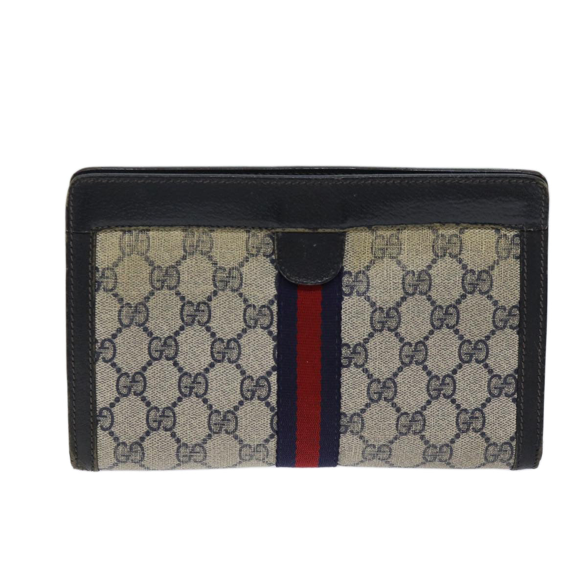 Luxury Gucci Trending 2025 GG Supreme Sherry Line Clutch Bag PVC Red Navy  70663