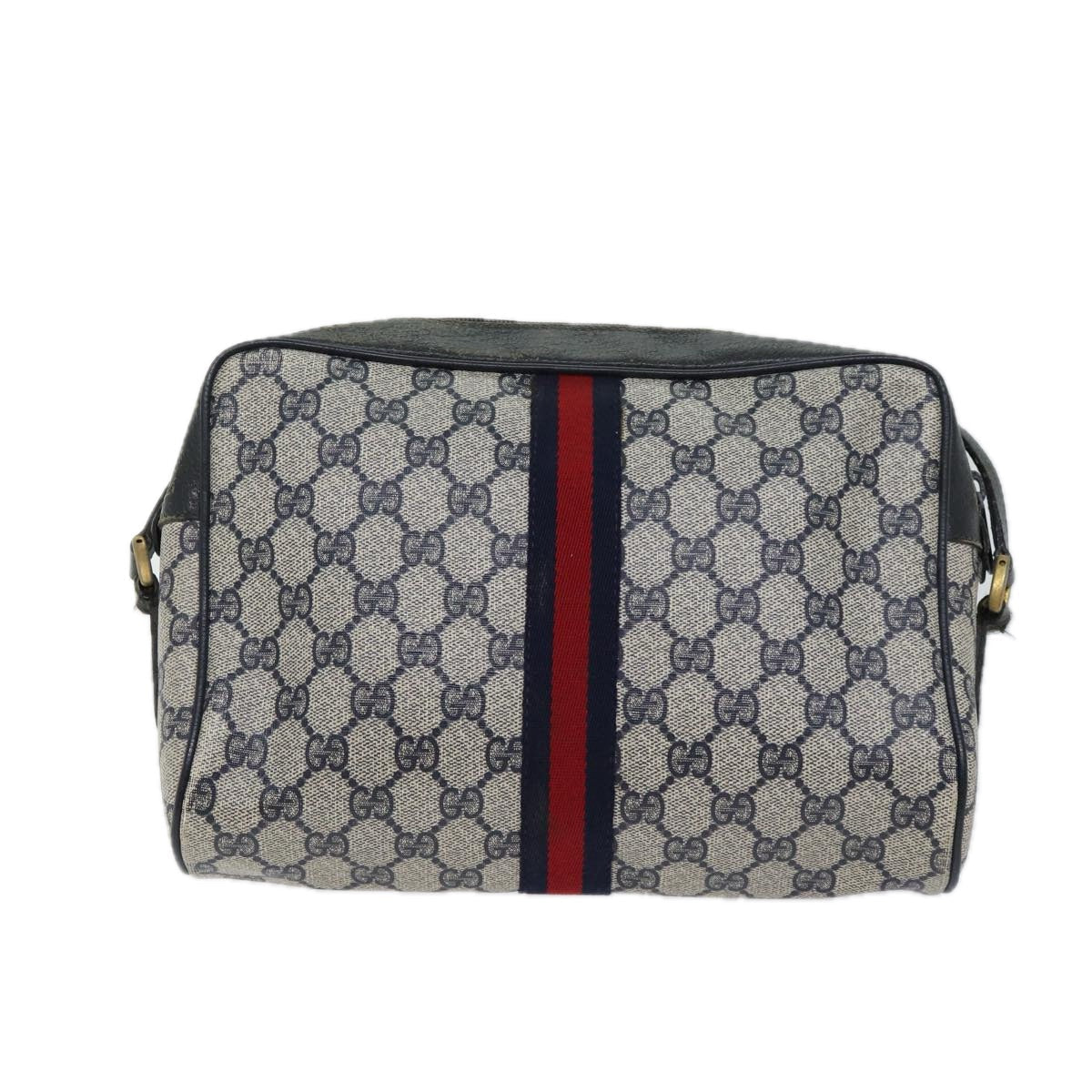 Luxury Gucci Trending 2025 GG Canvas Sherry Line Shoulder Bag PVC Navy Red  70669