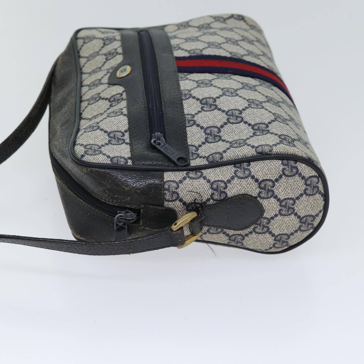 Luxury Gucci Trending 2025 GG Canvas Sherry Line Shoulder Bag PVC Navy Red  70669