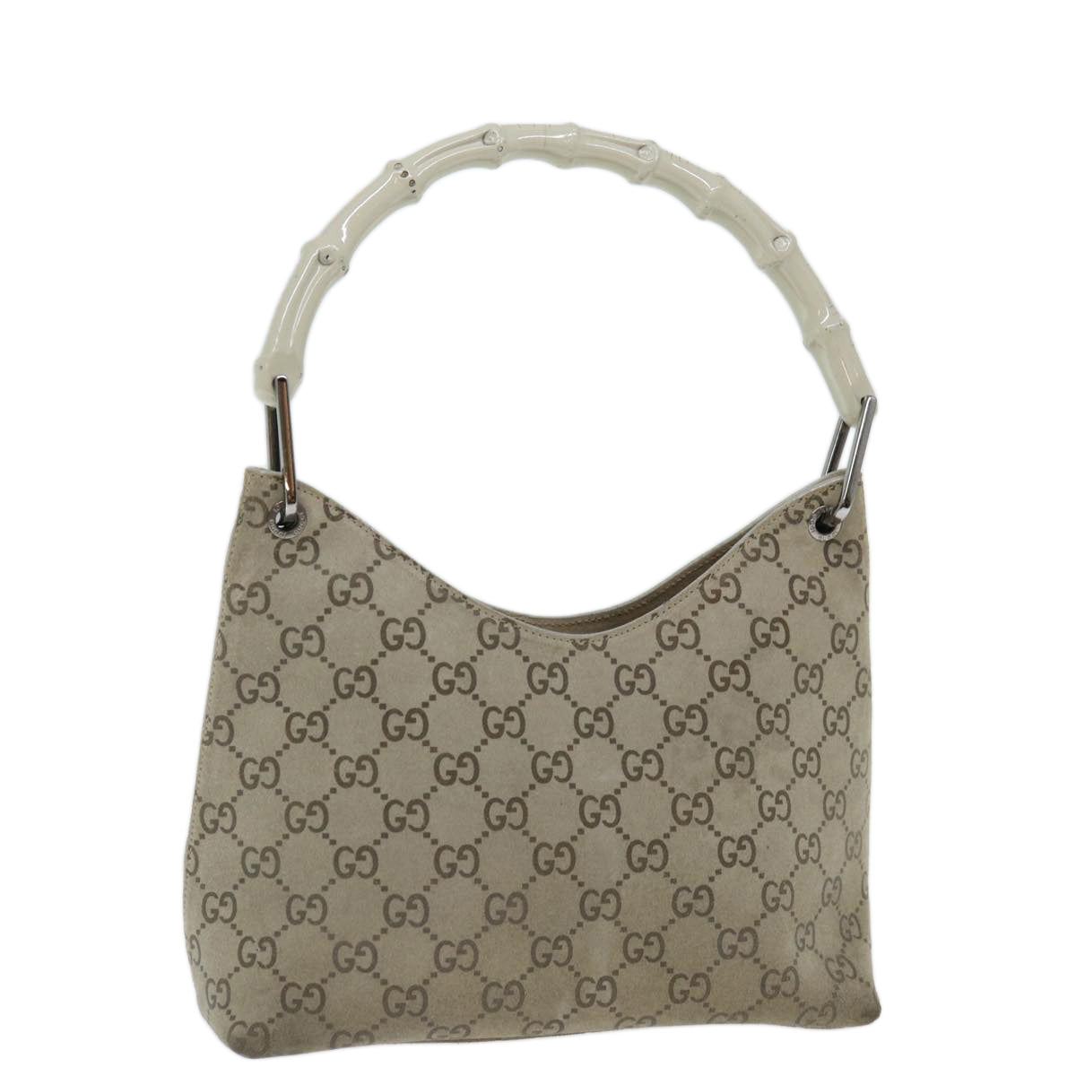 Luxury Gucci Trending 2025 GG Canvas Bamboo Shoulder Bag Gray  70672