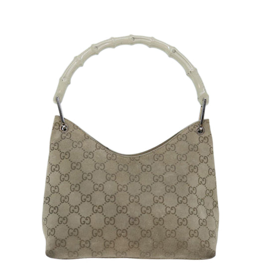 Luxury Gucci Trending 2025 GG Canvas Bamboo Shoulder Bag Gray  70672
