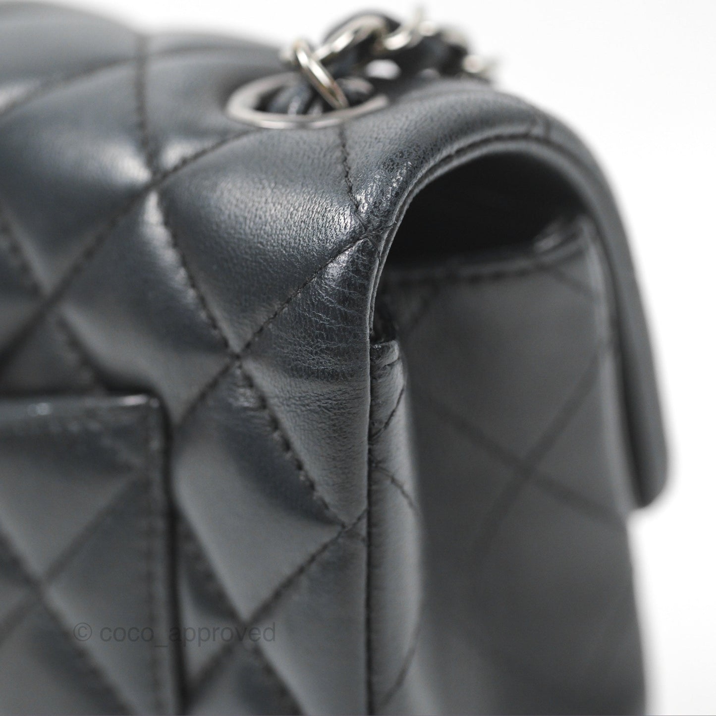 Chanel Quilted Mini Rectangular Flap Black Lambskin Silver Hardware