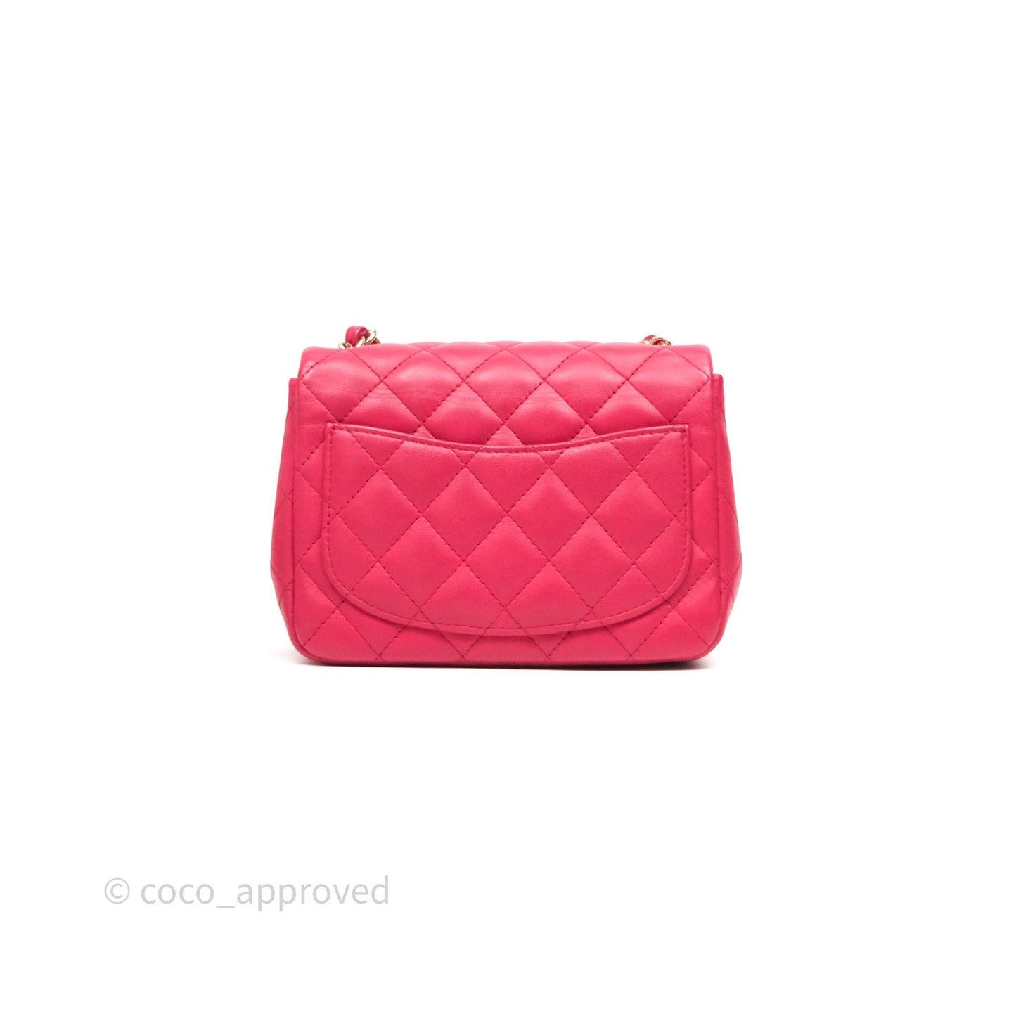 Chanel Mini Square Flap Quilted Dark Pink Lambskin Gold Hardware