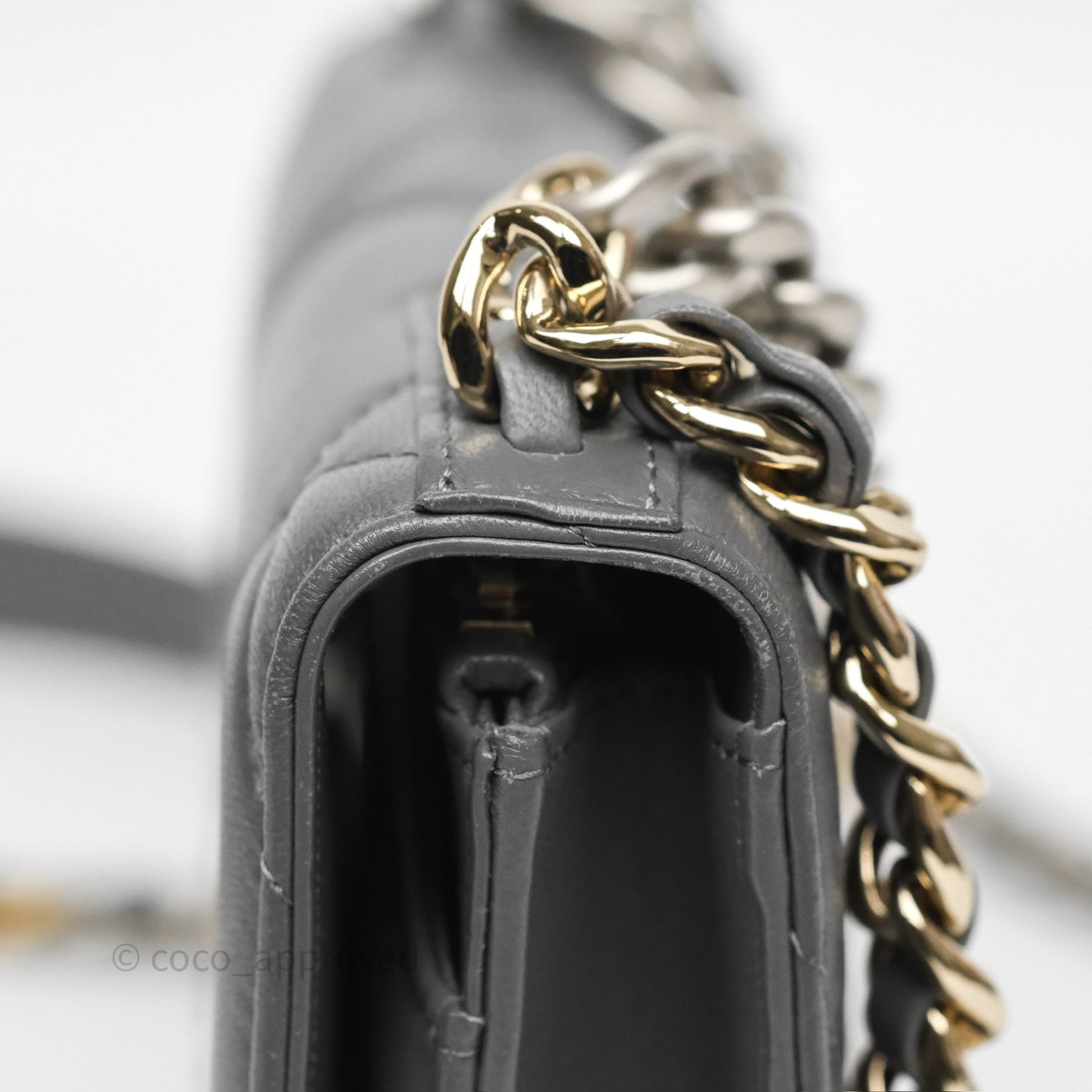 Chanel 19 Wallet on Chain WOC Grey Lambskin Mixed Hardware