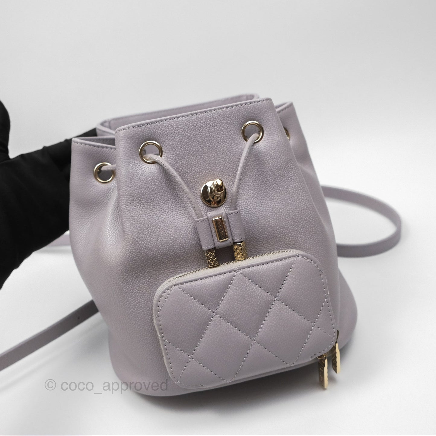 Chanel Mini Business Affinity Backpack Grey Caviar Gold Hardware 22B