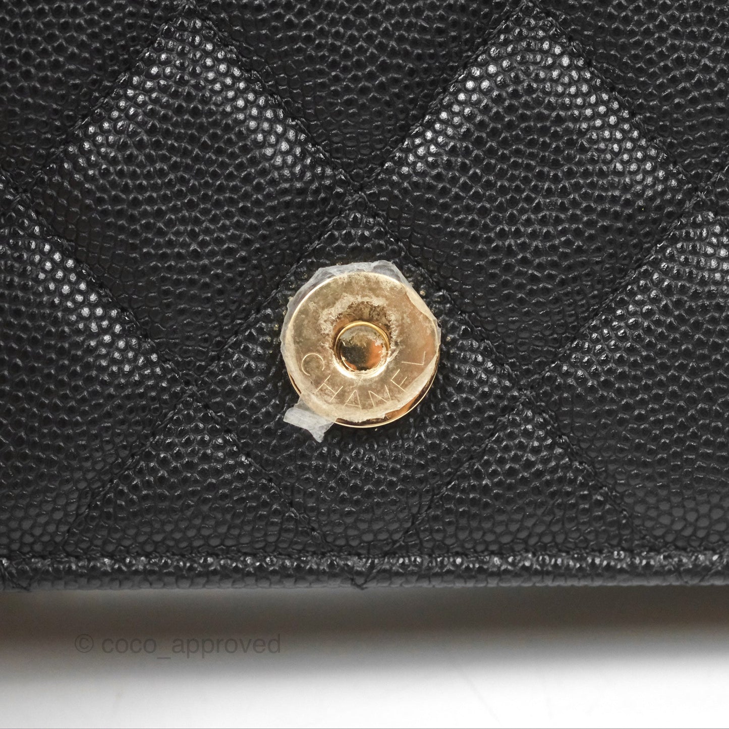 Chanel Mini Wallet Card Holder With Chain Black Caviar Gold Hardware