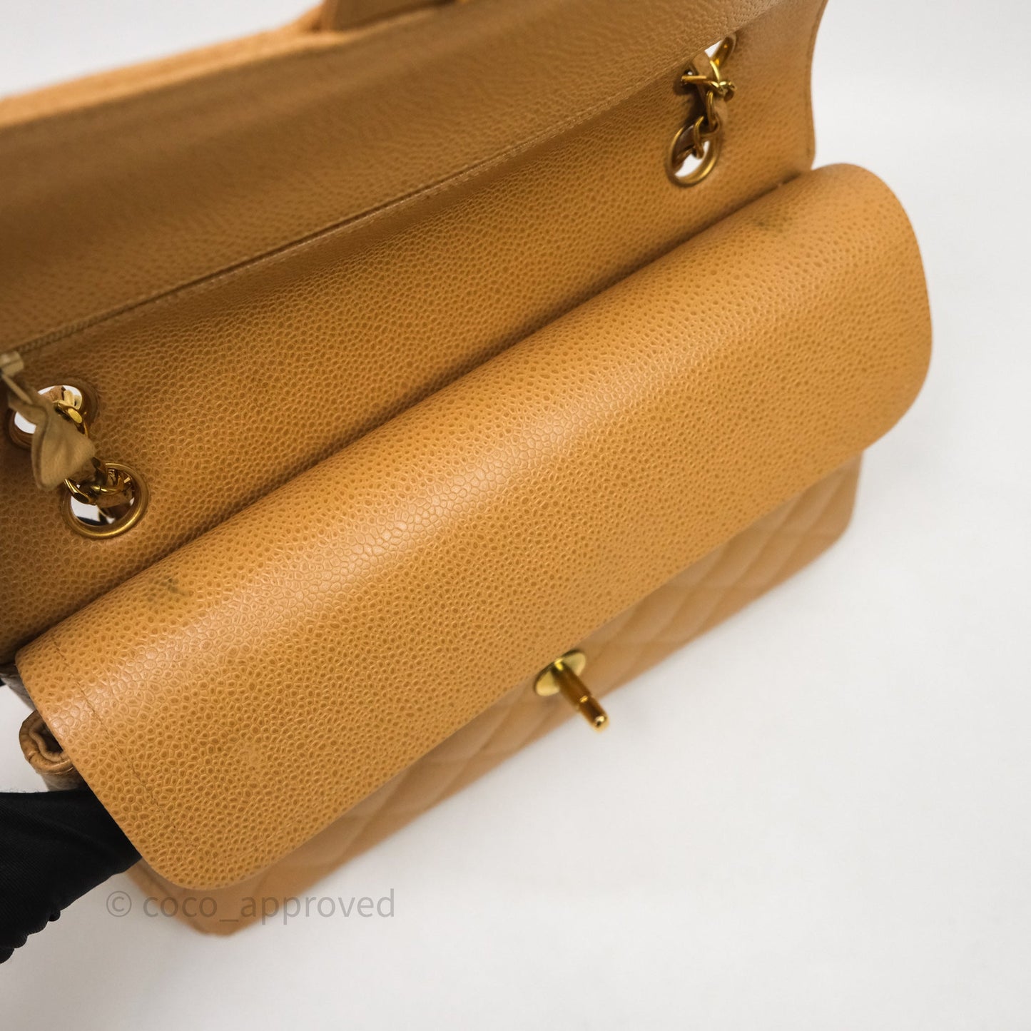 Chanel Vintage Medium Classic Flap Beige Caviar 24K Gold Hardware