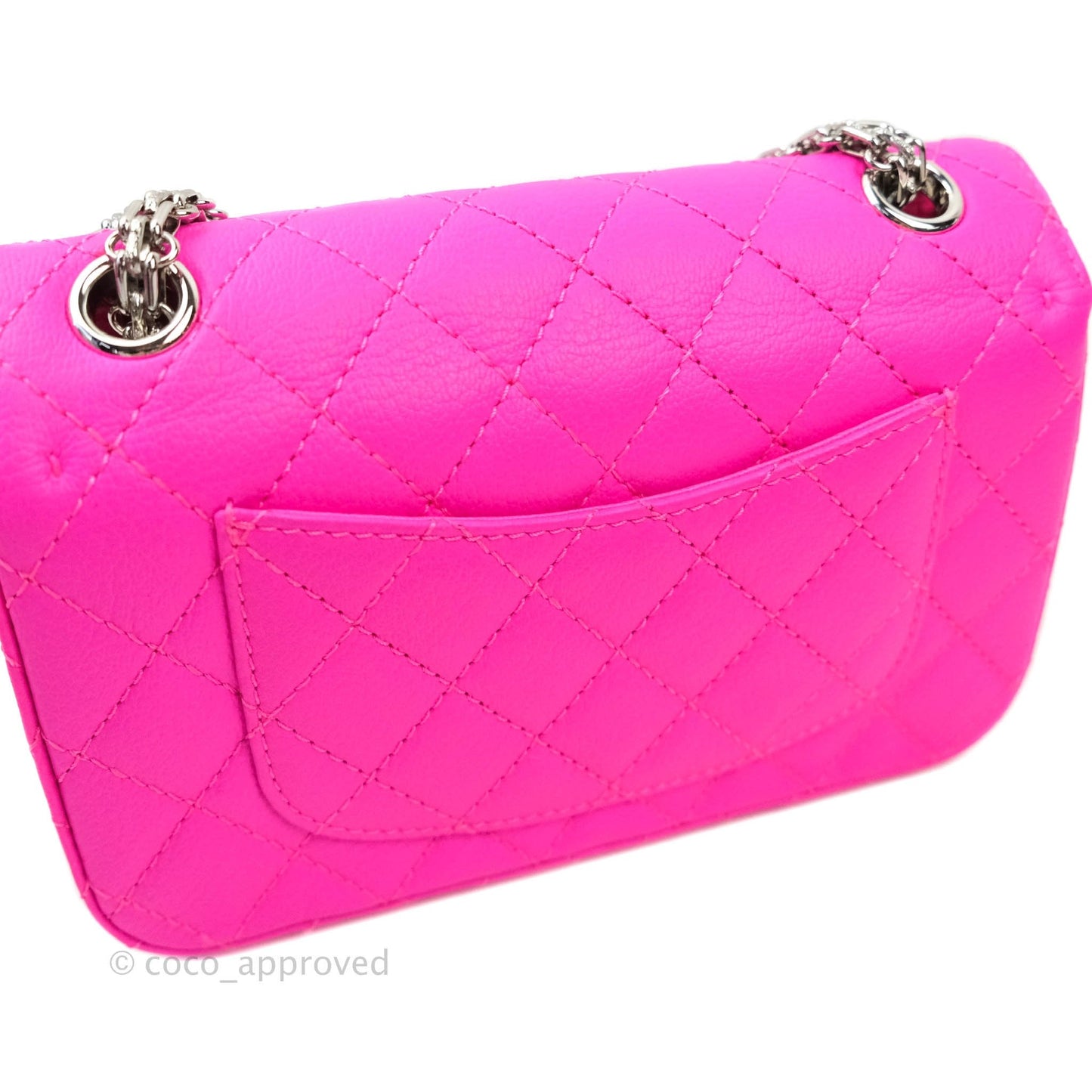 Chanel Mini Reissue 224 Fuchsia Neon Pink Goatskin Silver Hardware