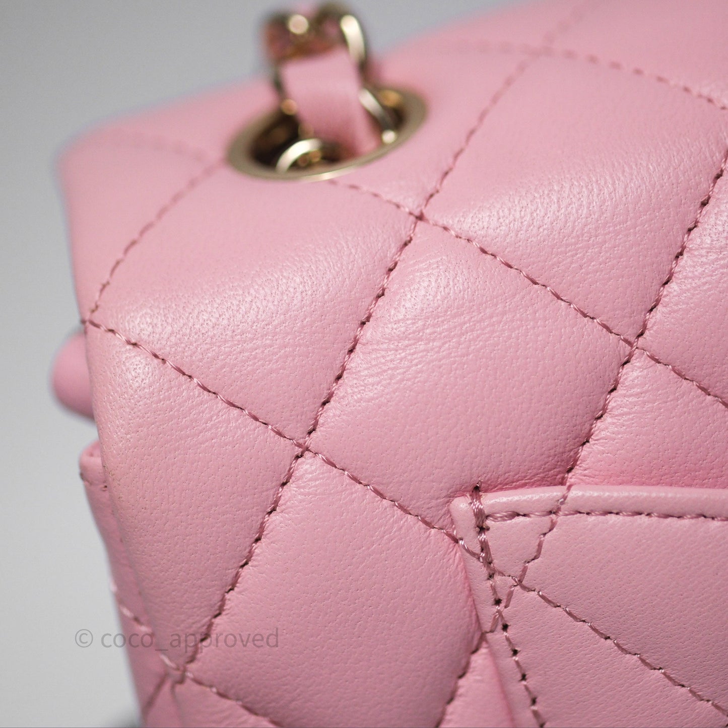 Chanel Quilted Mini Rectangular Flap Pink Lambskin Gold Hardware