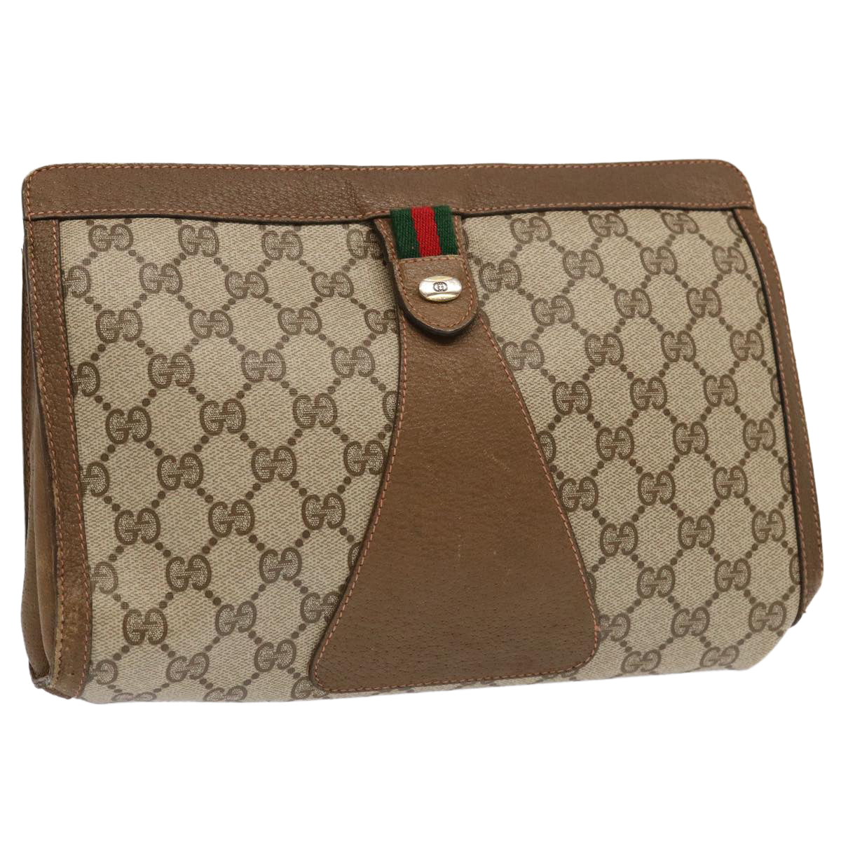 Luxury Gucci Trending 2025 GG Supreme Web Sherry Line Clutch Bag PVC Beige Red 89 01 033  70726