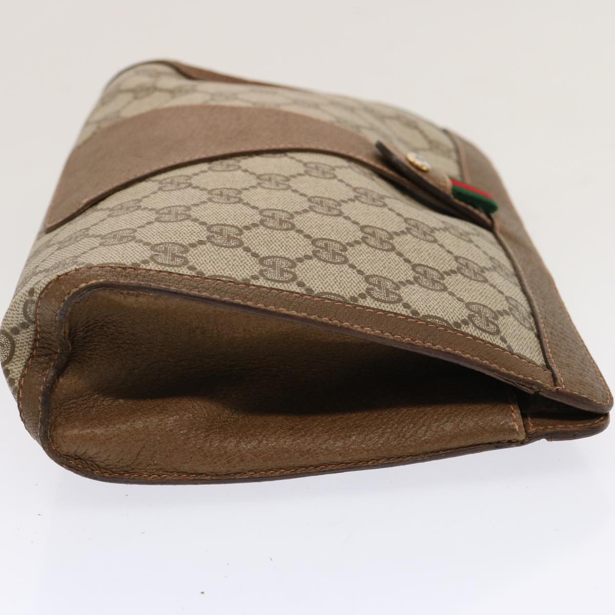 Luxury Gucci Trending 2025 GG Supreme Web Sherry Line Clutch Bag PVC Beige Red 89 01 033  70726