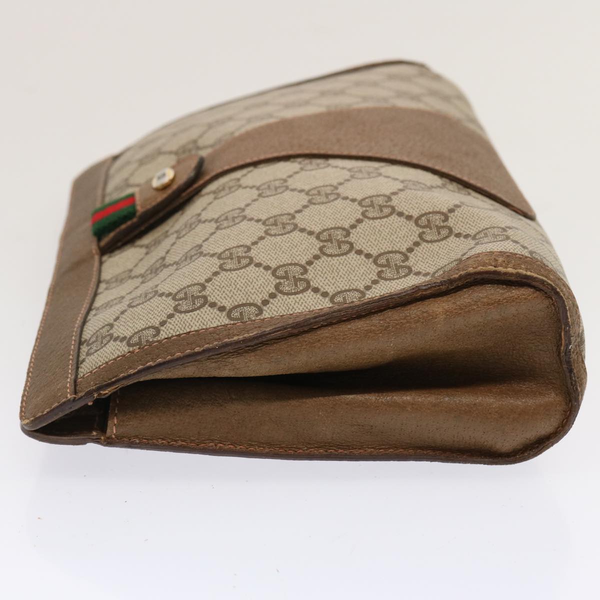 Luxury Gucci Trending 2025 GG Supreme Web Sherry Line Clutch Bag PVC Beige Red 89 01 033  70726