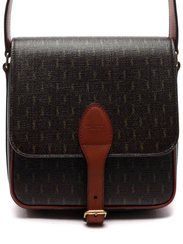 Luxury Saint Laurent Monogram Buckle Medium Satchel Cross Bag Brown