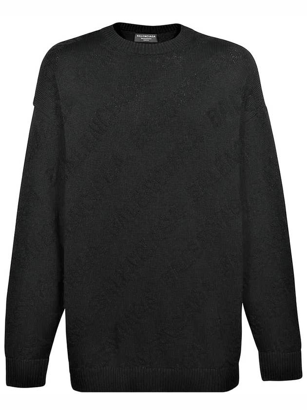 Luxury Balenciaga Logo Jacquard Cotton Knit Top Black