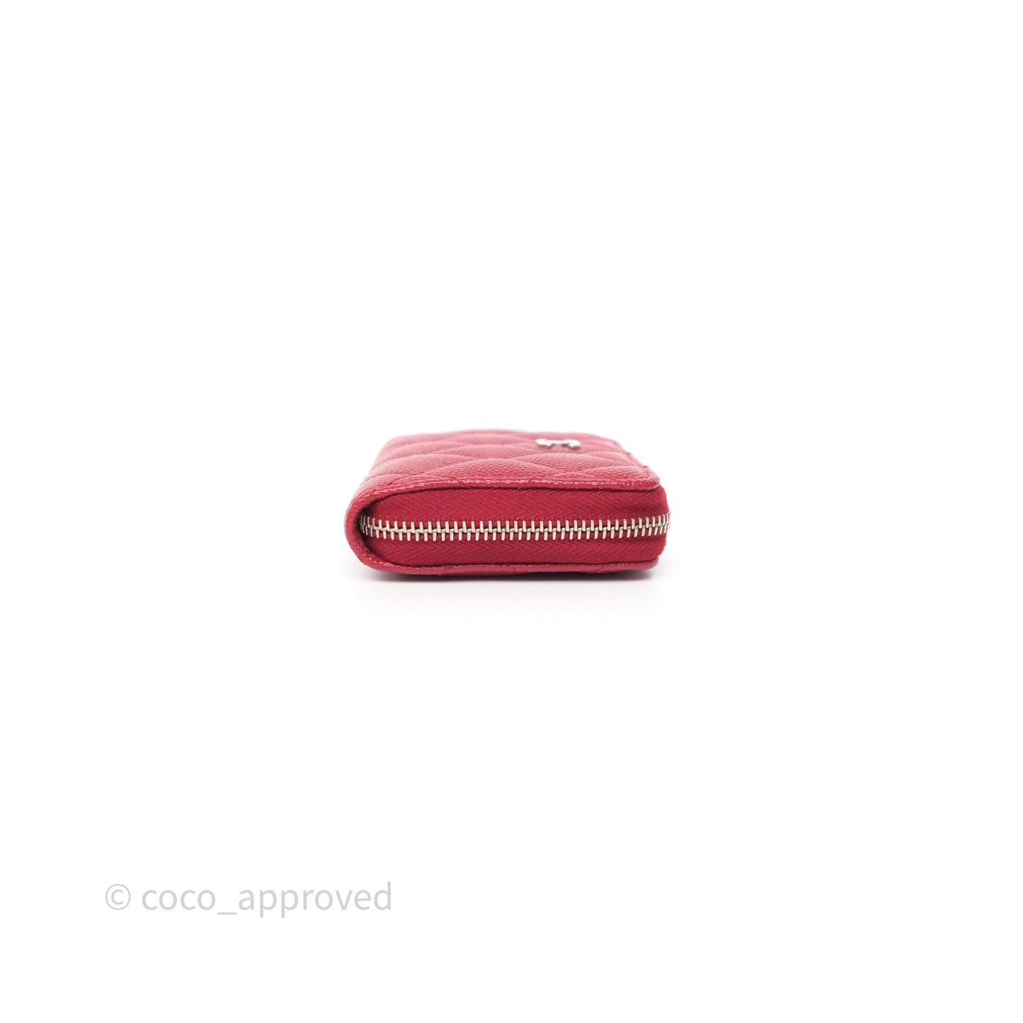 Chanel Classic Zipped Coin Purse Red Caviar Silver Hardware
