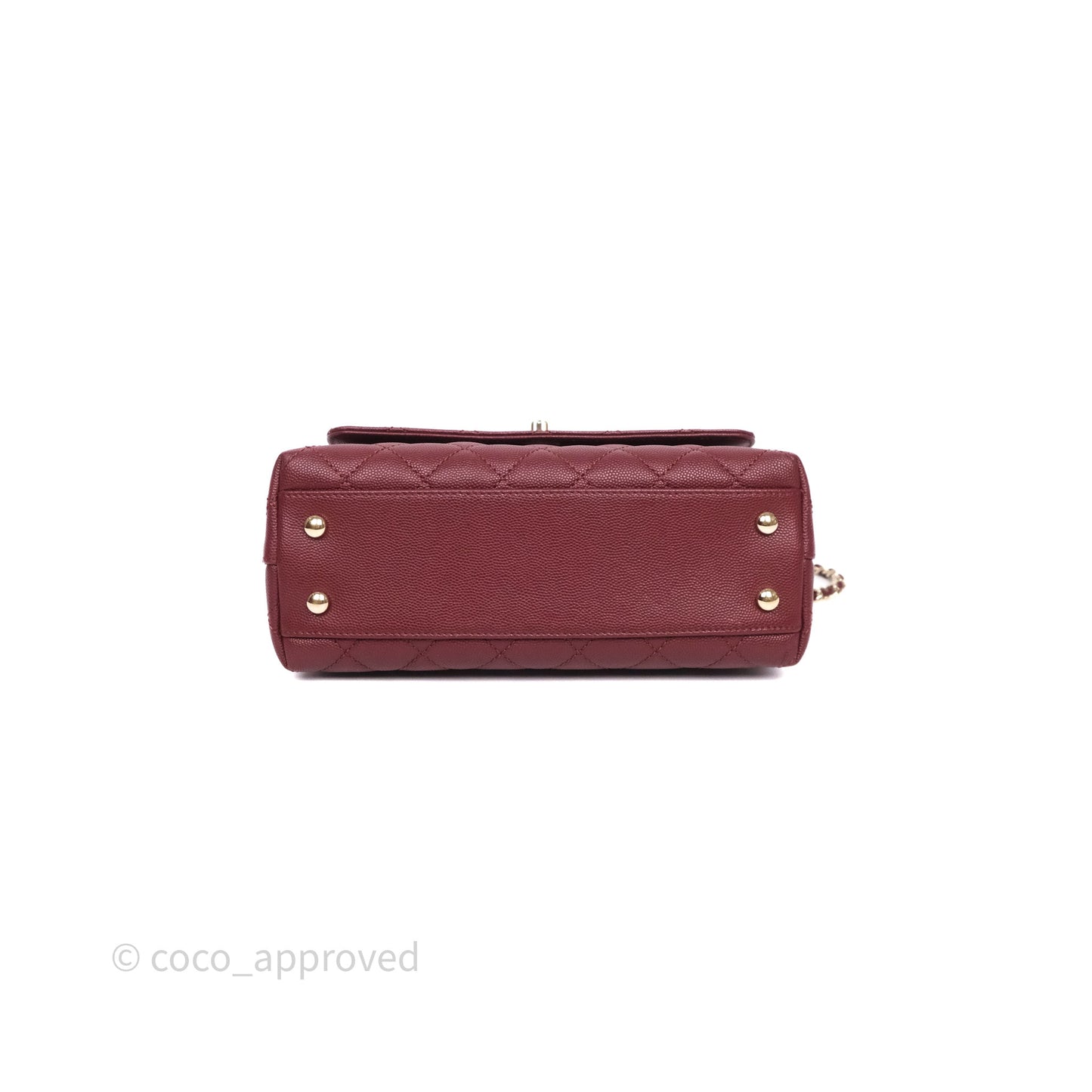 Chanel Small Coco Handle Quilted Red Burgundy Caviar Gold Hardware