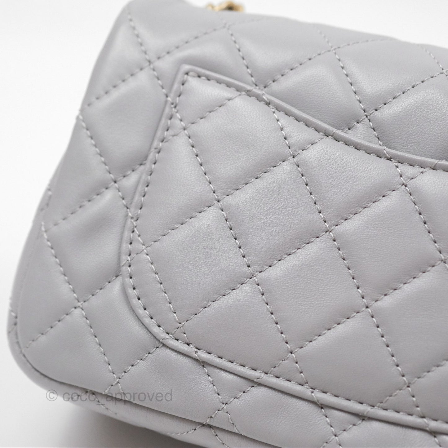 Chanel Mini Rectangular Pearl Crush Grey Lambskin Aged Gold Hardware