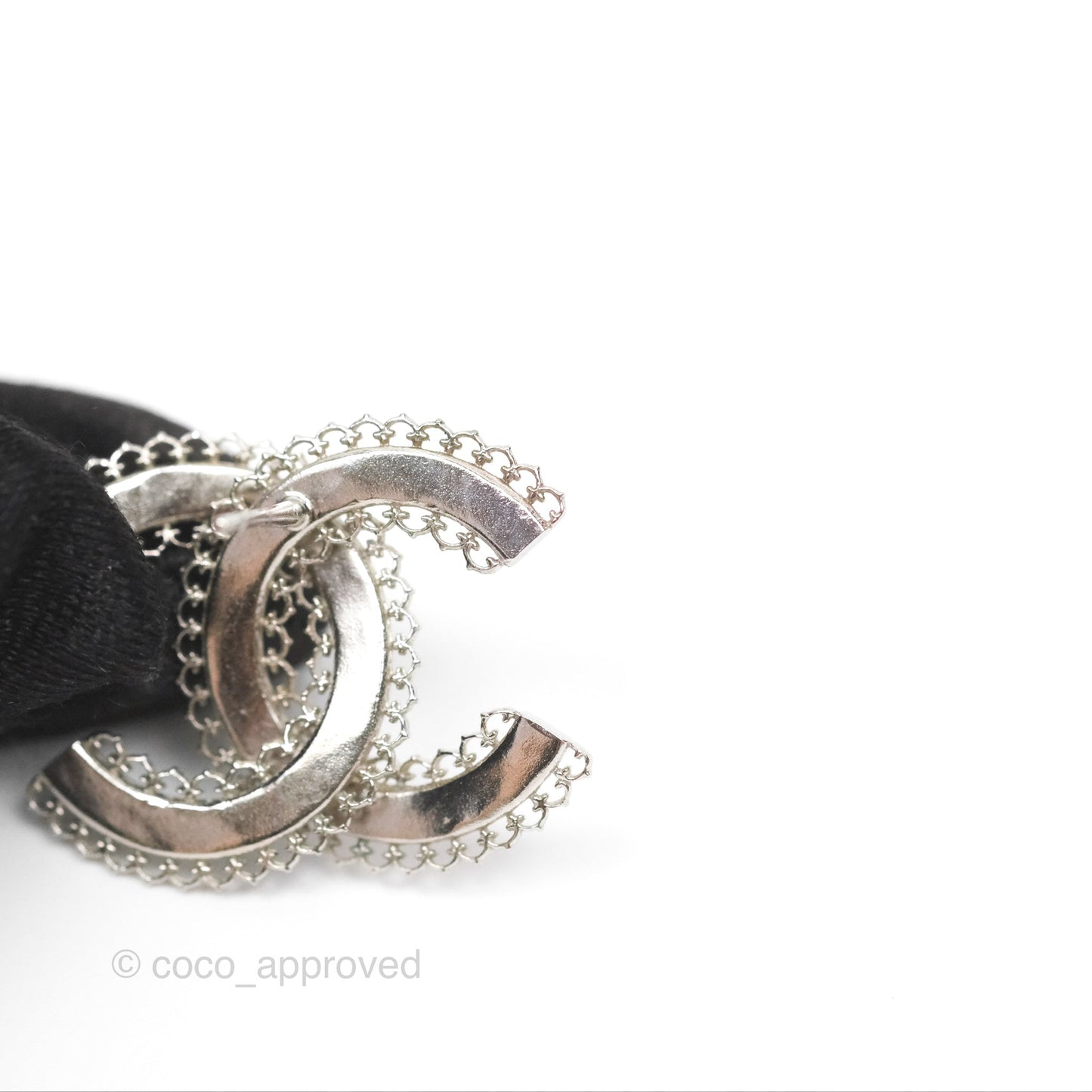 Chanel CC Earrings Silver Tone 15A