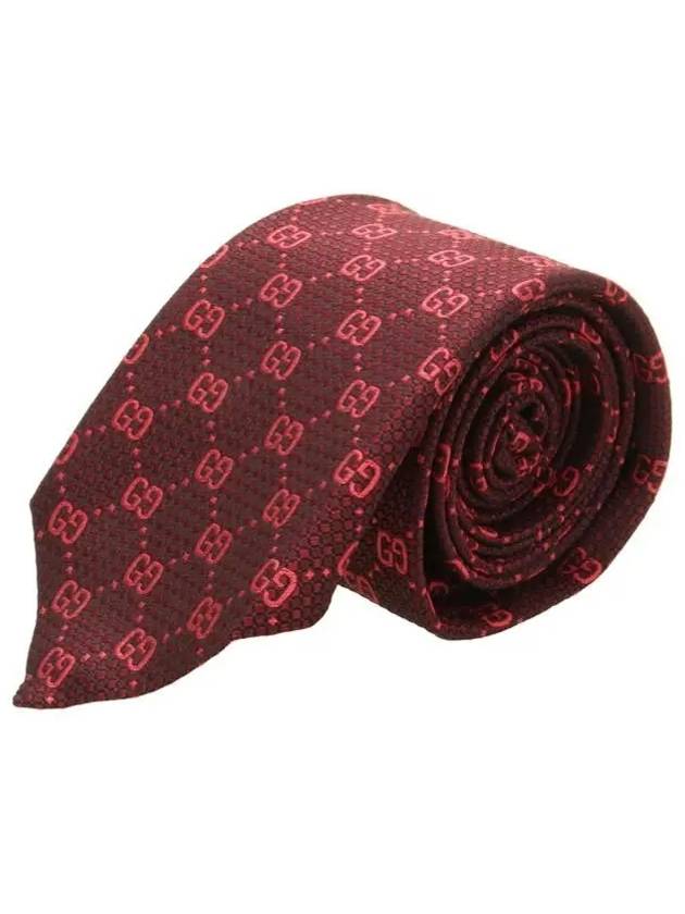 Luxury Gucci Trending 2025 GG Silk Jacquard Tie Bordeaux