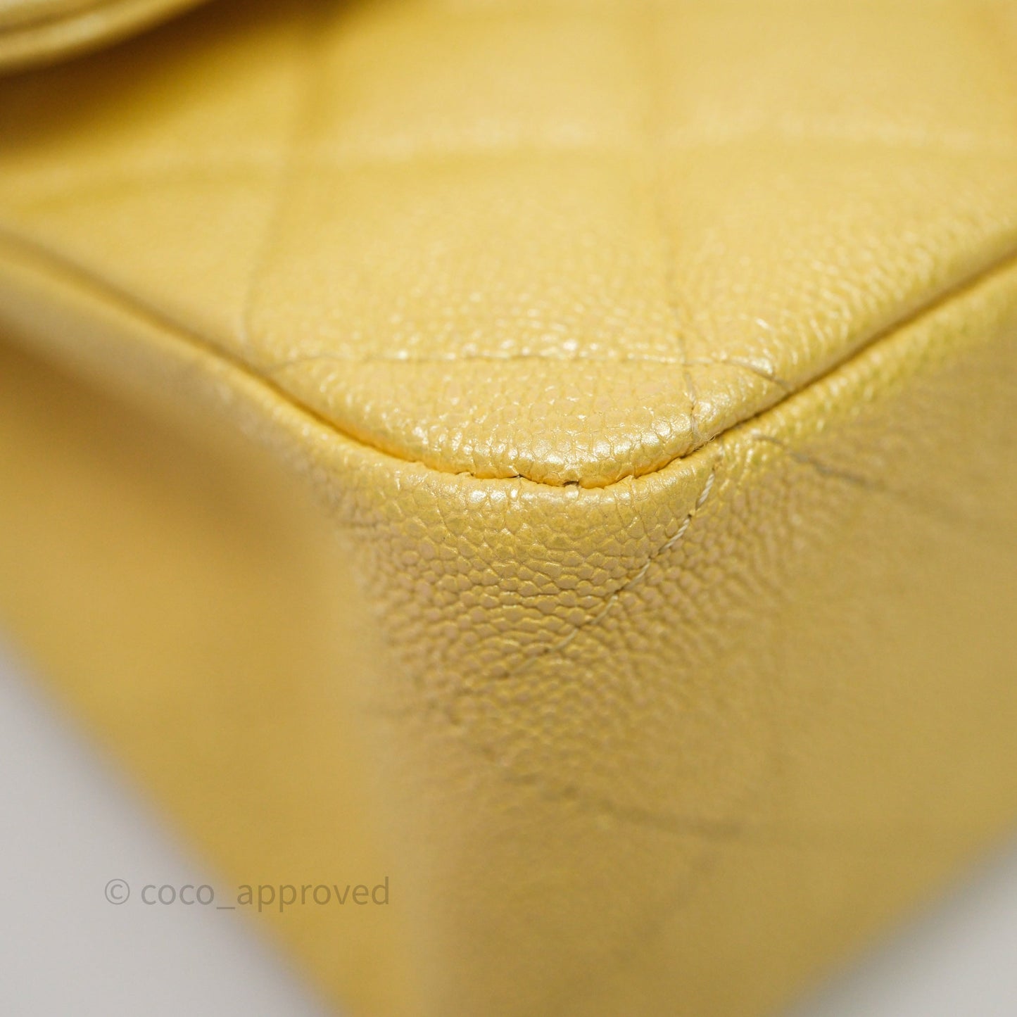 Chanel Classic M/L Medium Flap Quilted Iridescent Yellow Caviar Gold Hardware