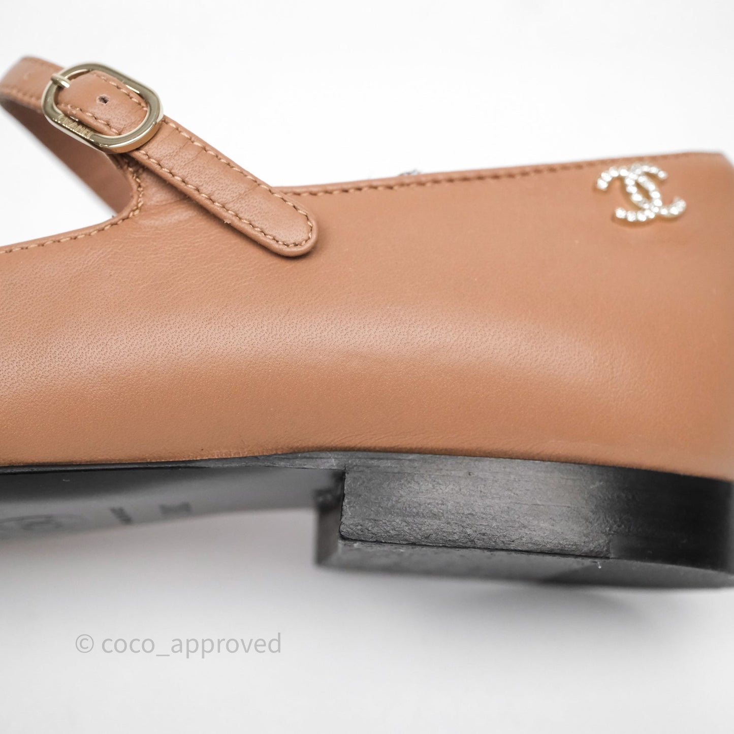 Chanel Crystal CC Flats Dark Beige/ Black Size 38.5