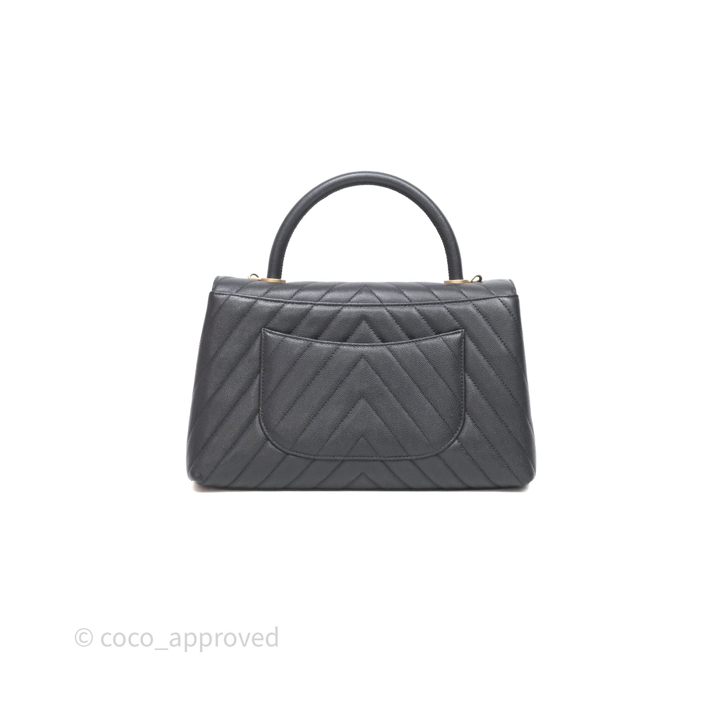 Chanel Medium Coco Handle Chevron Grey Bag Gold Hardware