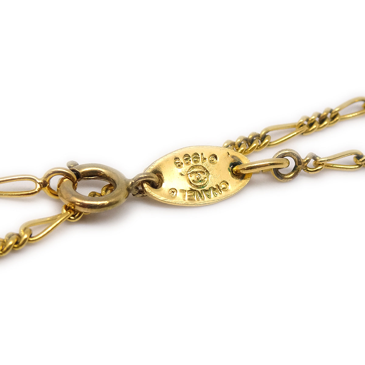 Luxury Chanel 1983 Circled CC Gold Chain Pendant Necklace