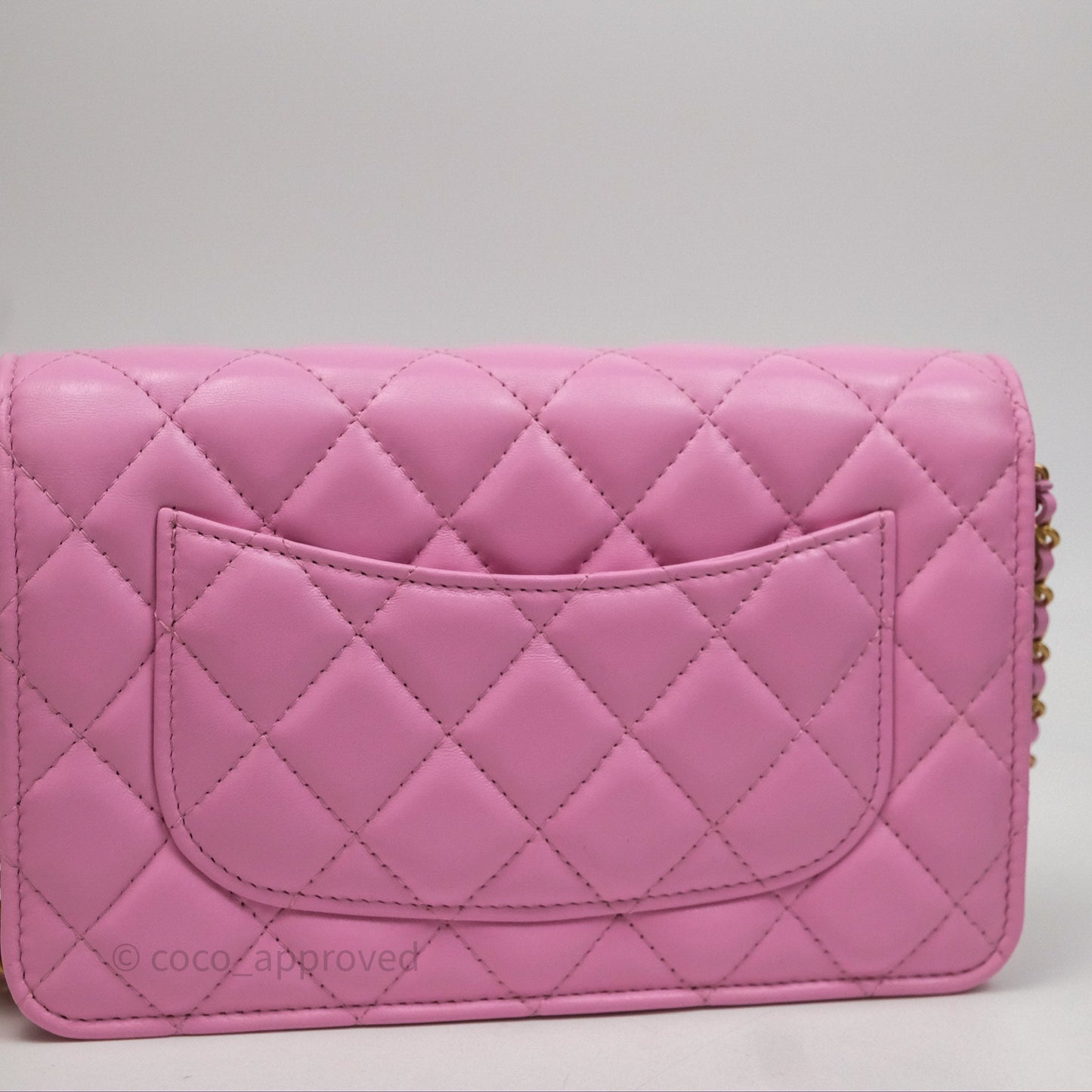 Chanel CC Chain Wallet On Chain WOC Pink Lambskin Aged Gold Hardware