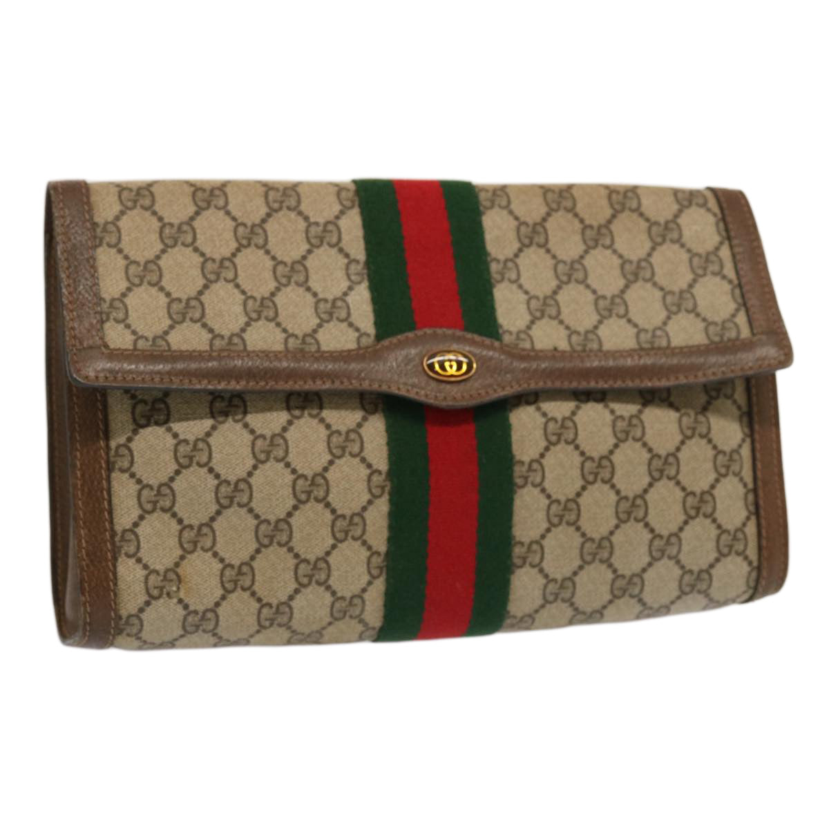 Luxury Gucci Trending 2025 GG Supreme Web Sherry Line Clutch Bag Beige 41 014 3087 30  70810