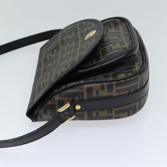 Luxury FendiZucca Canvas Mamma Baguette Shoulder Bag Black Brown70814