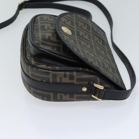 Luxury FendiZucca Canvas Mamma Baguette Shoulder Bag Black Brown70814