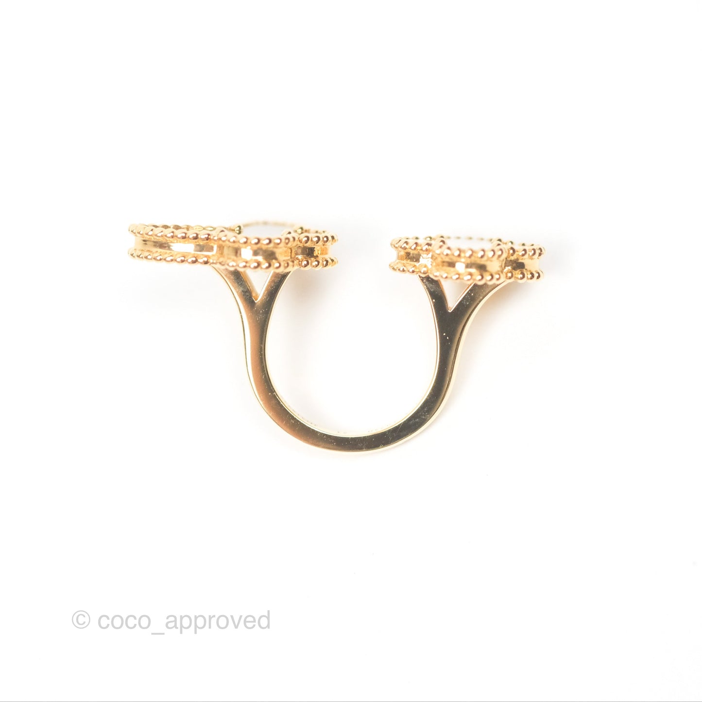 Van Cleef & Arpels Lucky Alhambra Between the Finger Ring White Mother-of-pearl Yellow Gold