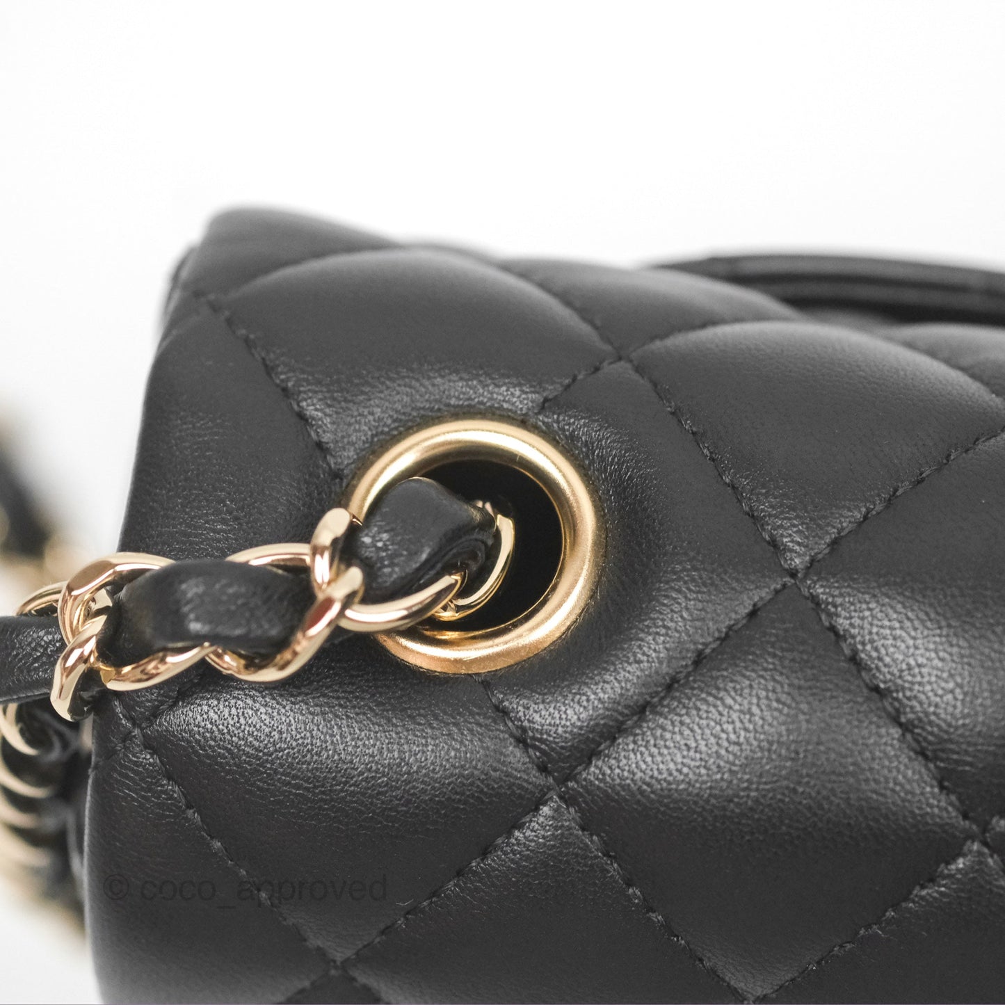 Chanel Quilted Mini Rectangular Black Lambskin Gold Hardware