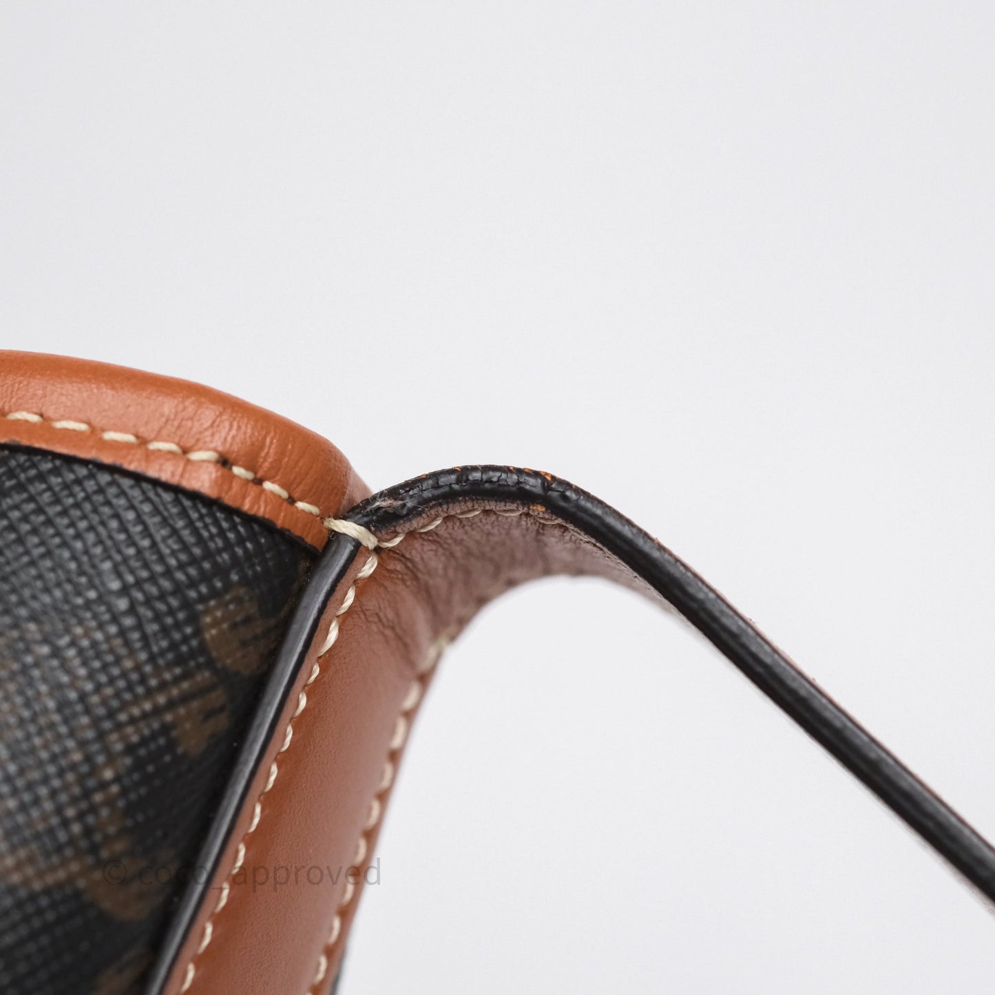 Celine Small Drawstring Bucket Bag Triomphe Canvas Tan Black