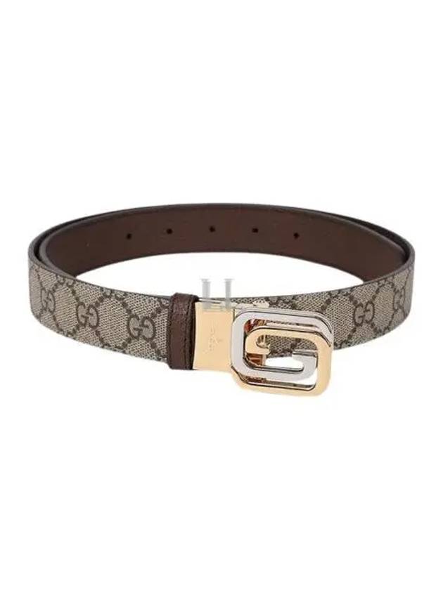 Luxury Gucci Trending 2025 Square Interlocking GG Buckle Leather Belt Beige