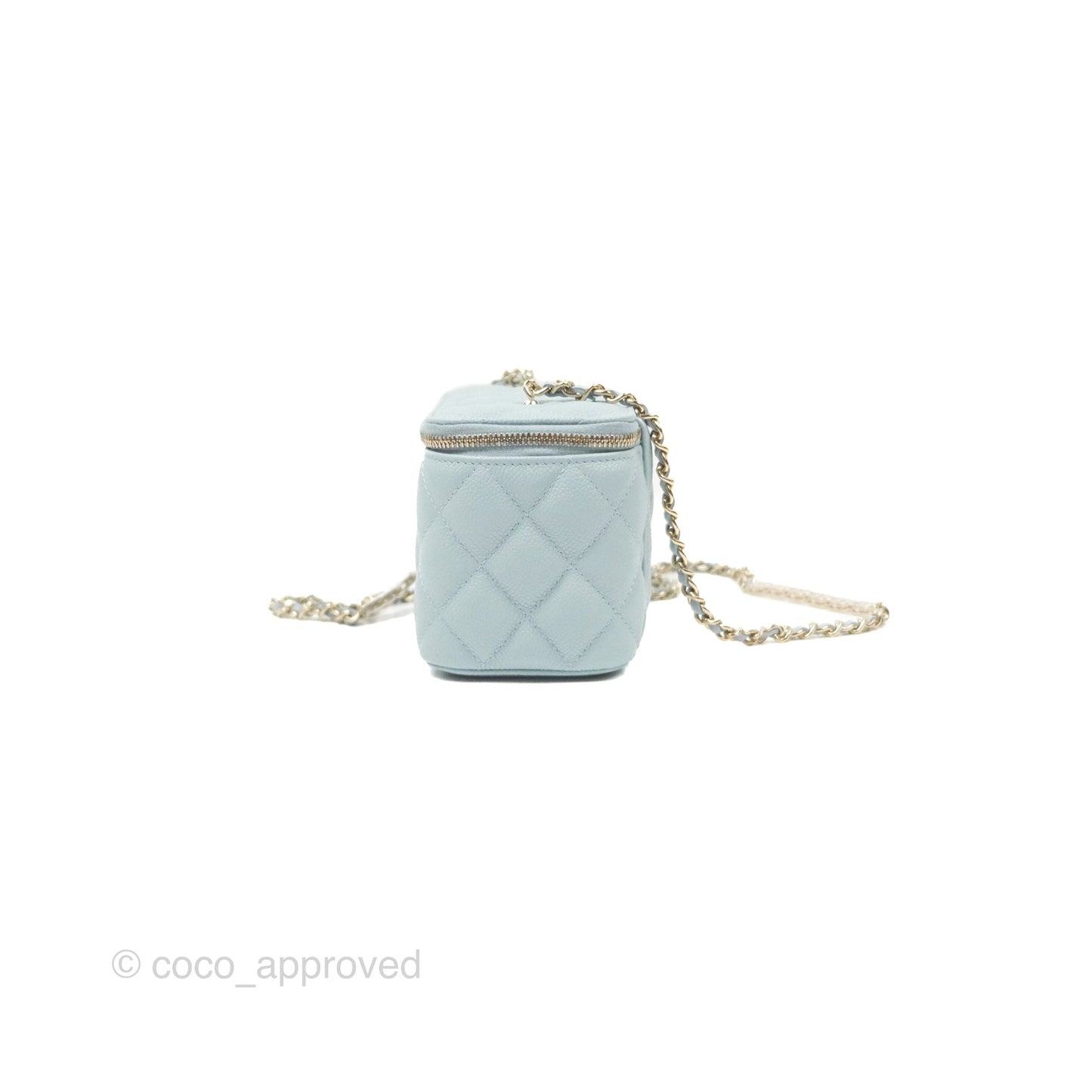 Chanel Vanity with CC Chain Light Blue Caviar Gold Hardware