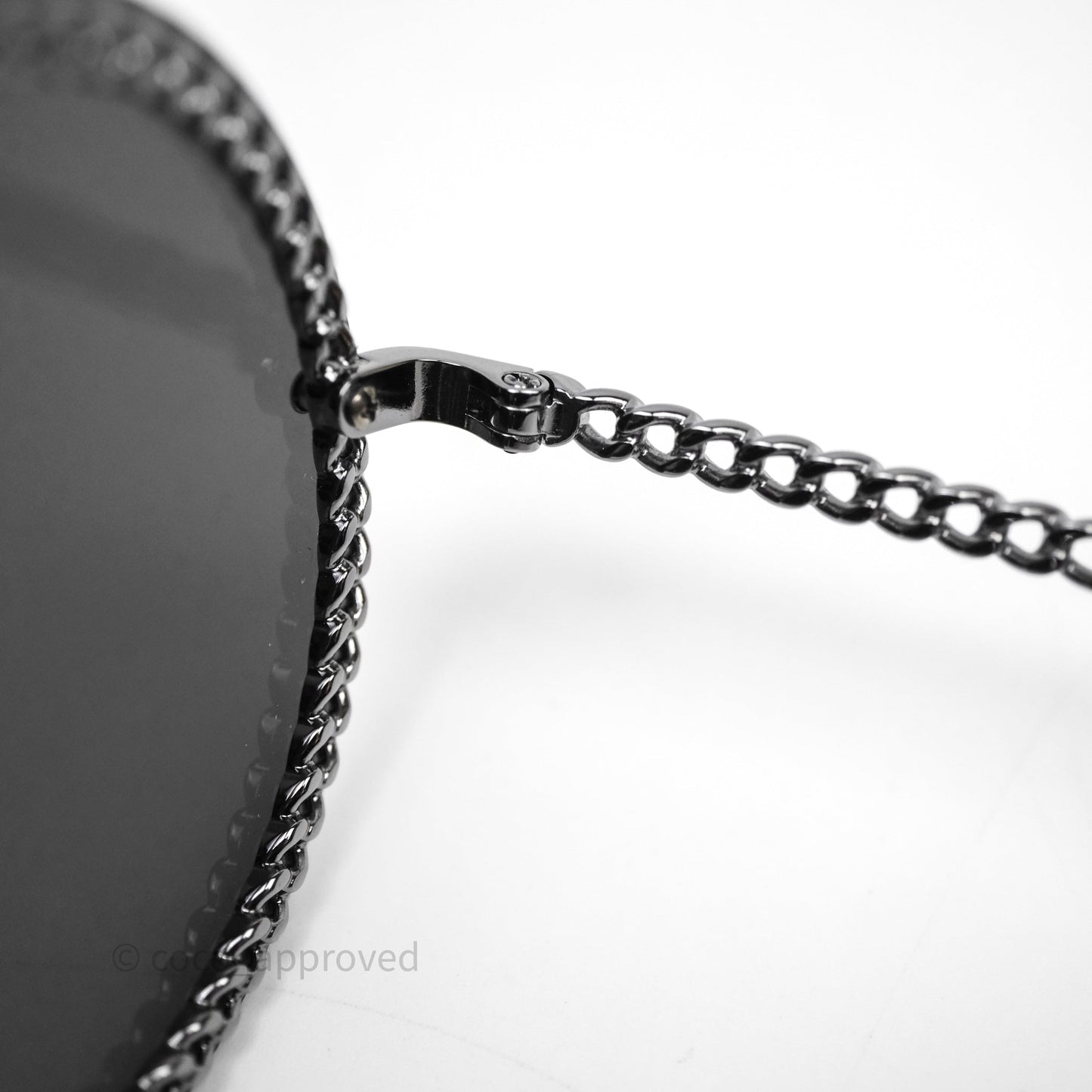 Chanel Round Sunglasses With Chain Black