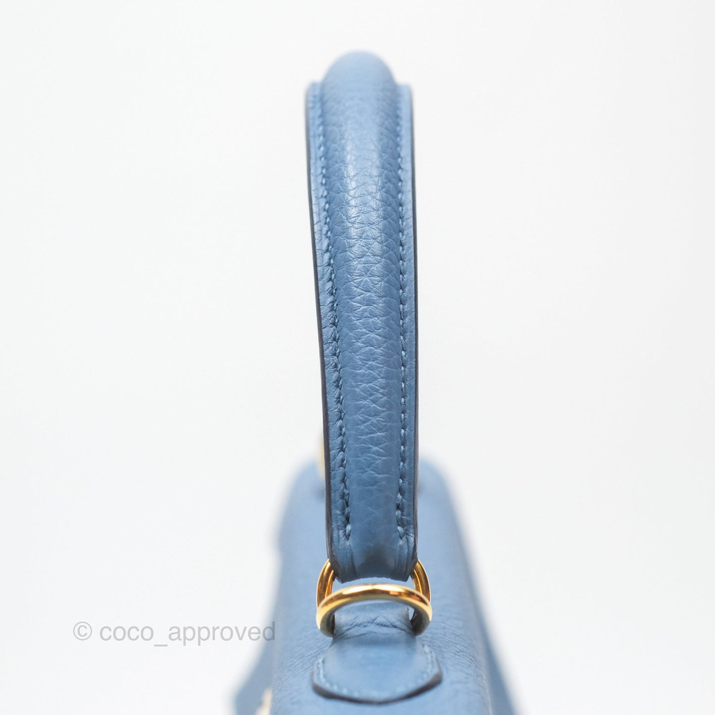 Hermes Kelly 25 Togo Bleu Azur 7R Gold Hardware