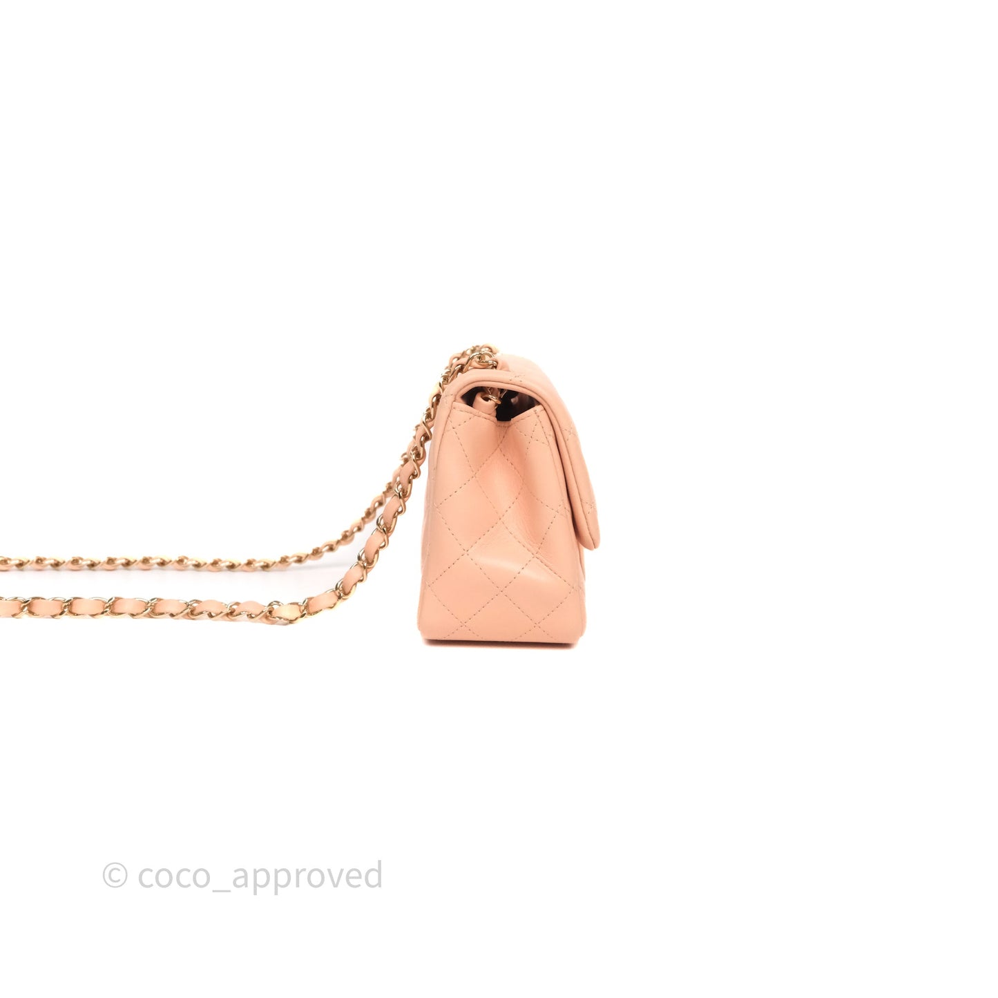 Chanel Mini Square Flap Quilted Orange Clair Lambskin Gold Hardware