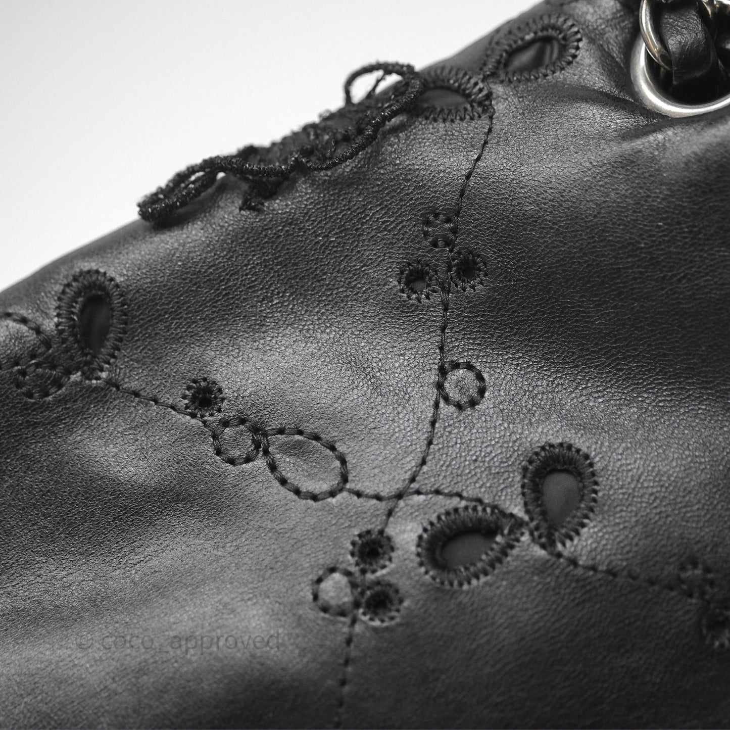 Chanel Embroidered Butterfly Flap Black Lambskin Ruthenium Hardware