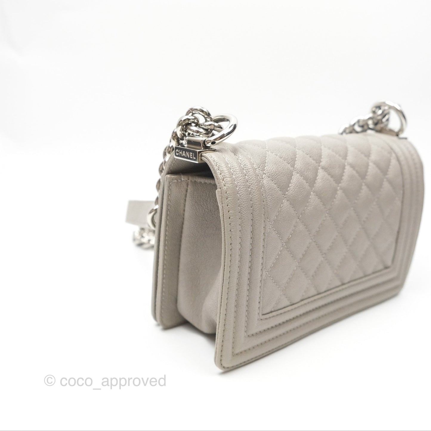 Chanel Small Boy Grey Caviar Silver Hardware