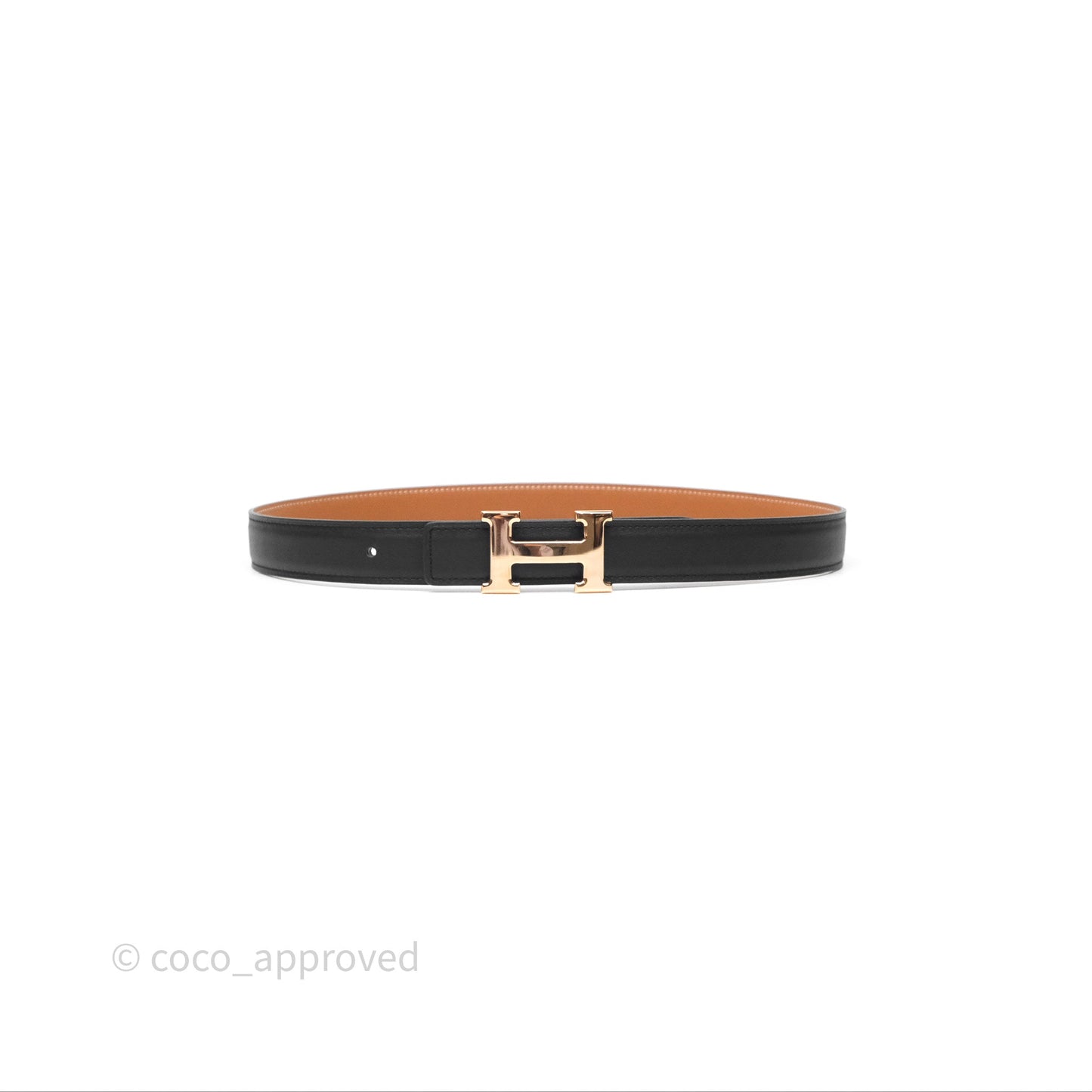 Hermès H Belt Buckle & Reversible Strap Noir/Gold Rose Gold Hardware