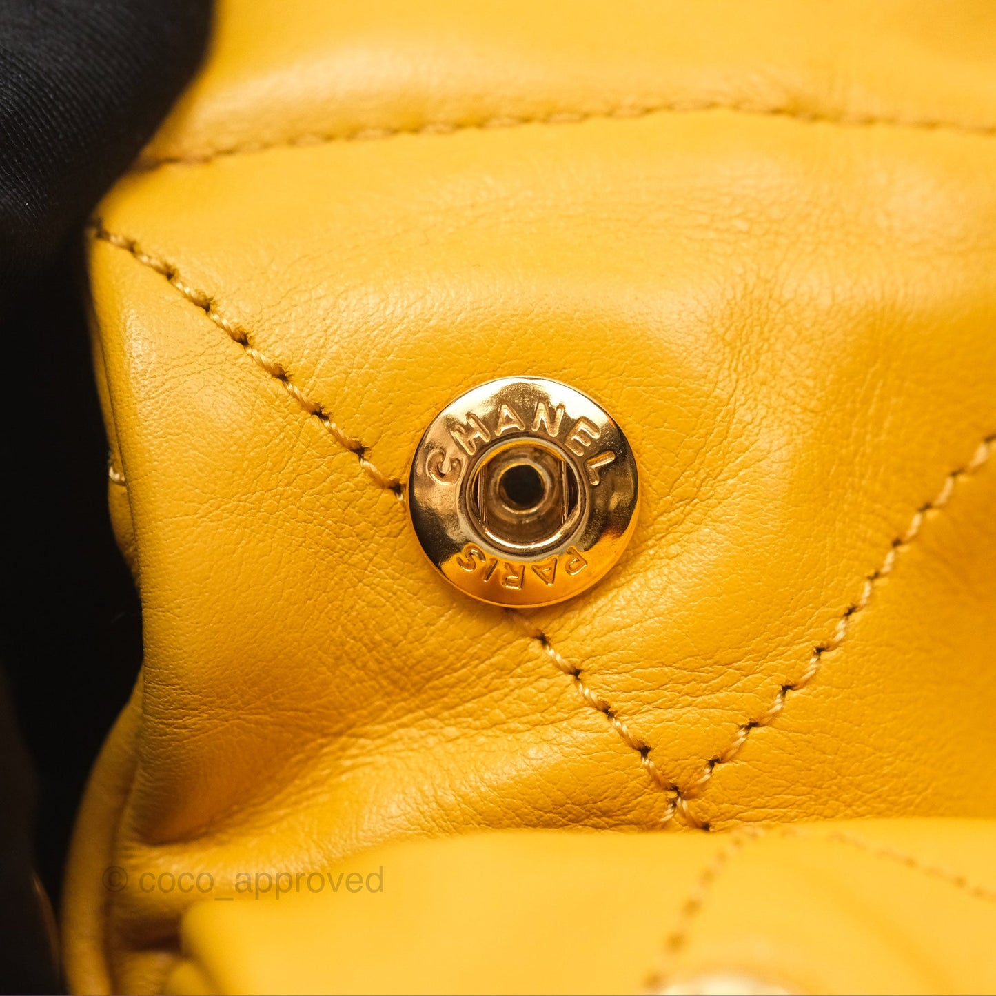 Chanel 22 Small Mustard Yellow Shiny Aged Calfskin Aged Gold Hardware